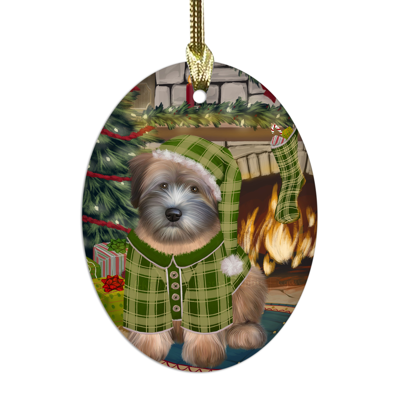 Wheaten Terrier Dog Oval Glass Christmas Hanging Ornaments X-mas Tree Decoration - Picture 45 of 77