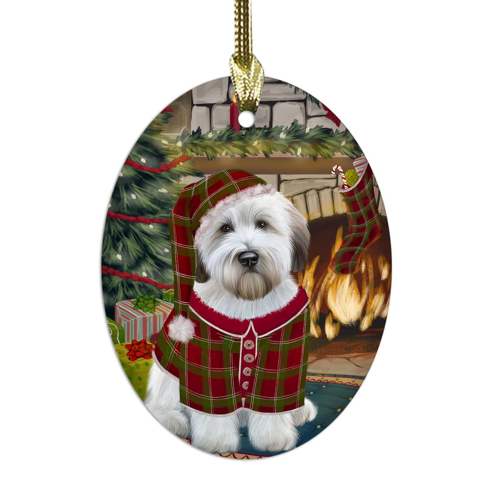 Wheaten Terrier Dog Oval Glass Christmas Hanging Ornaments X-mas Tree Decoration - Picture 46 of 77