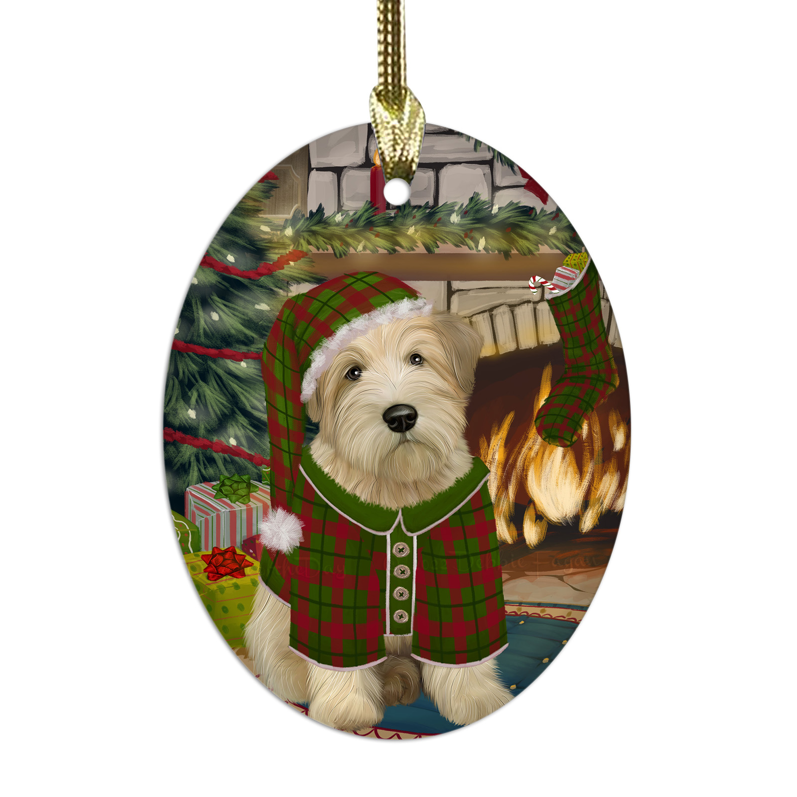 Wheaten Terrier Dog Oval Glass Christmas Hanging Ornaments X-mas Tree Decoration - Picture 54 of 77