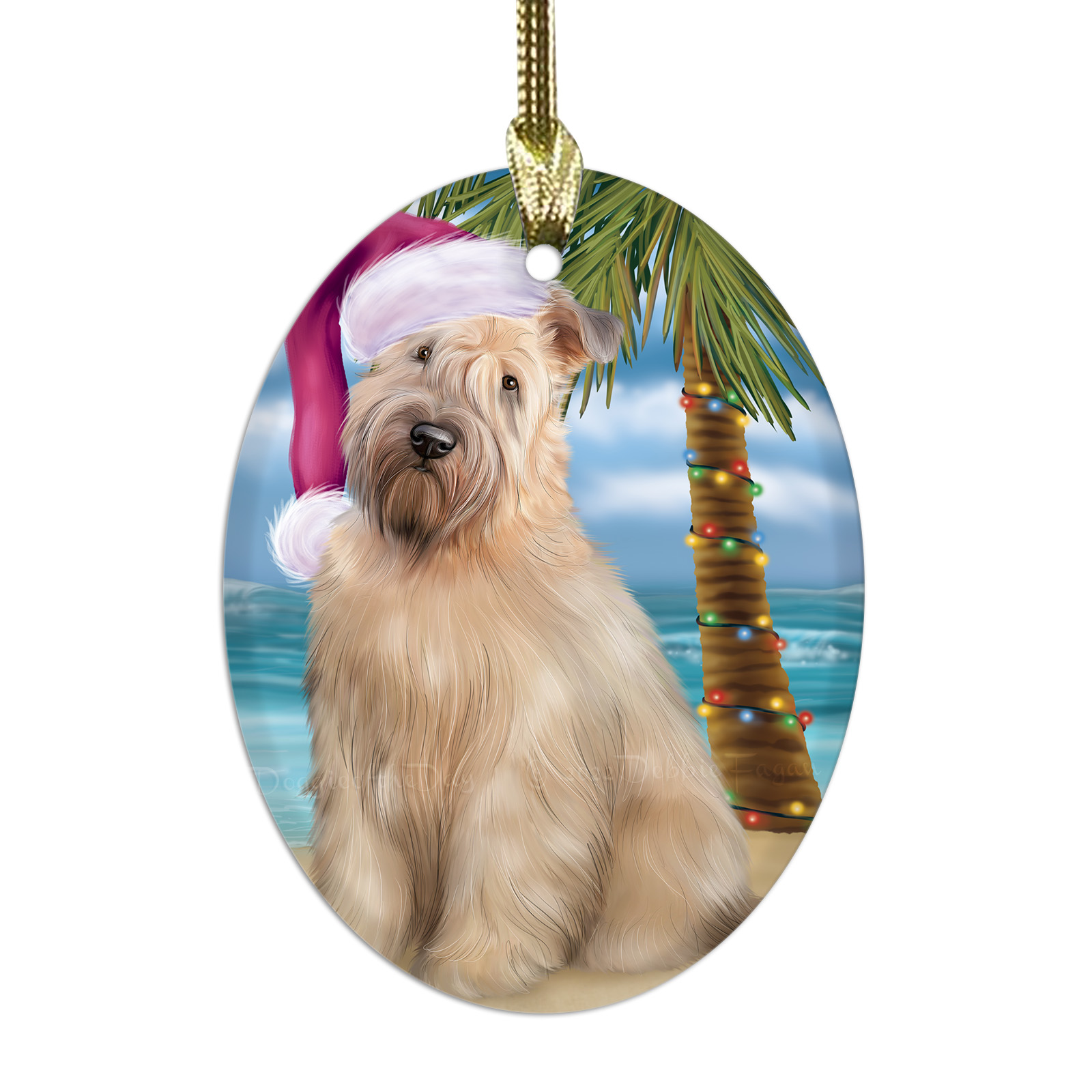 Wheaten Terrier Dog Oval Glass Christmas Hanging Ornaments X-mas Tree Decoration - Picture 40 of 77