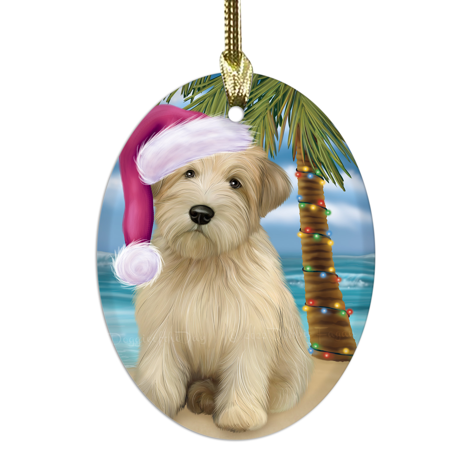 Wheaten Terrier Dog Oval Glass Christmas Hanging Ornaments X-mas Tree Decoration - Picture 69 of 77