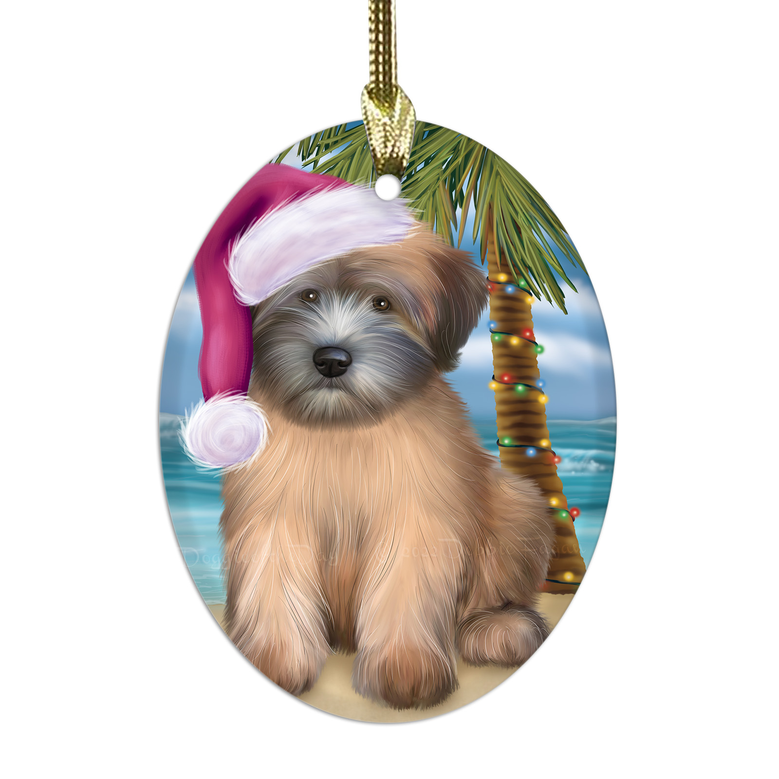 Wheaten Terrier Dog Oval Glass Christmas Hanging Ornaments X-mas Tree Decoration - Picture 70 of 77