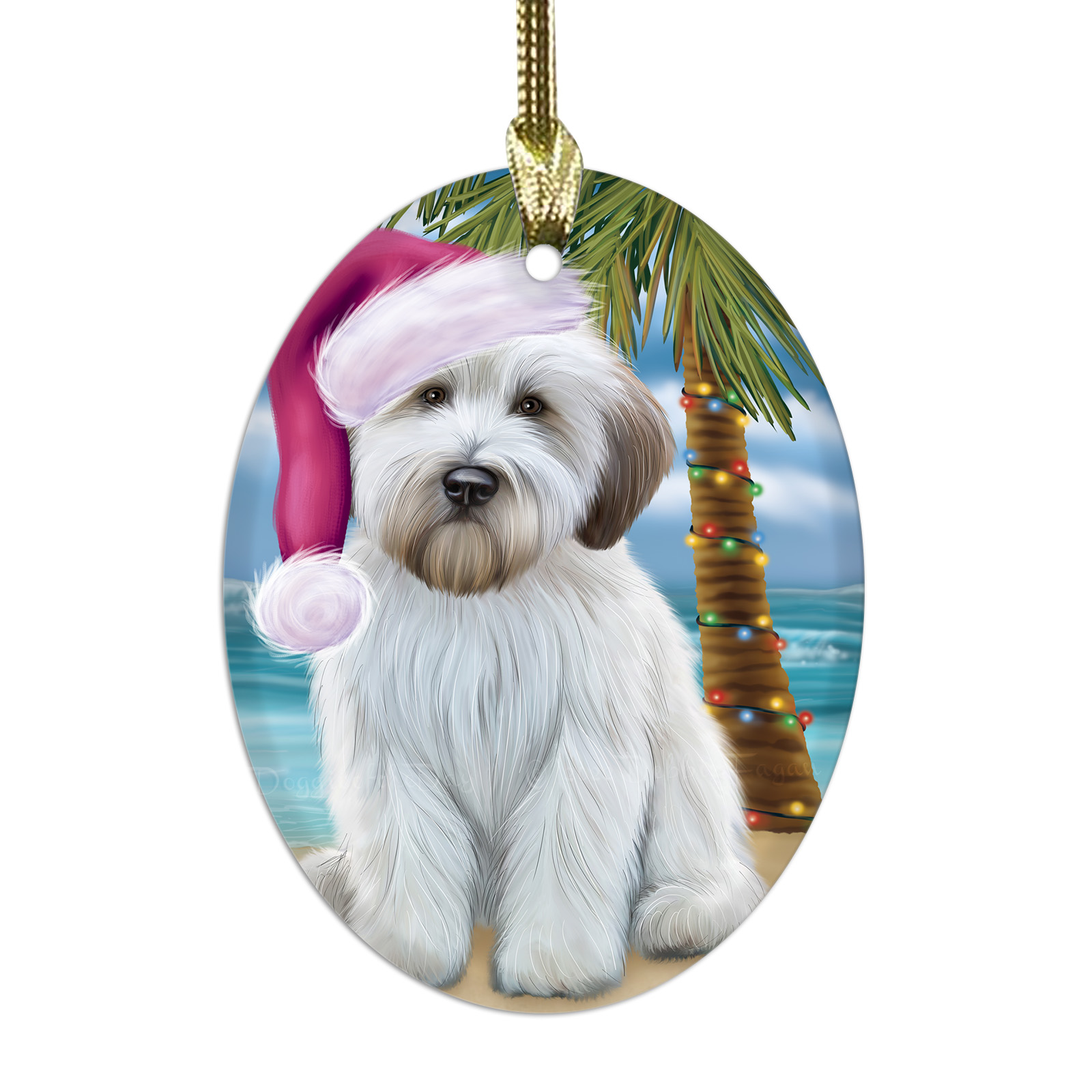 Wheaten Terrier Dog Oval Glass Christmas Hanging Ornaments X-mas Tree Decoration - Picture 49 of 77