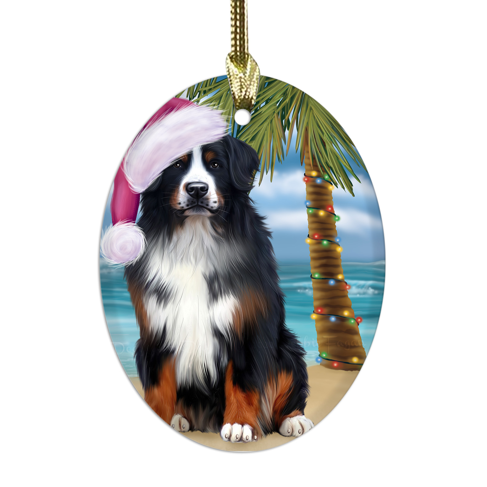 Bernese Mountain Dog Oval Glass Christmas Hanging Ornaments X-mas Tree Decor - Picture 49 of 65