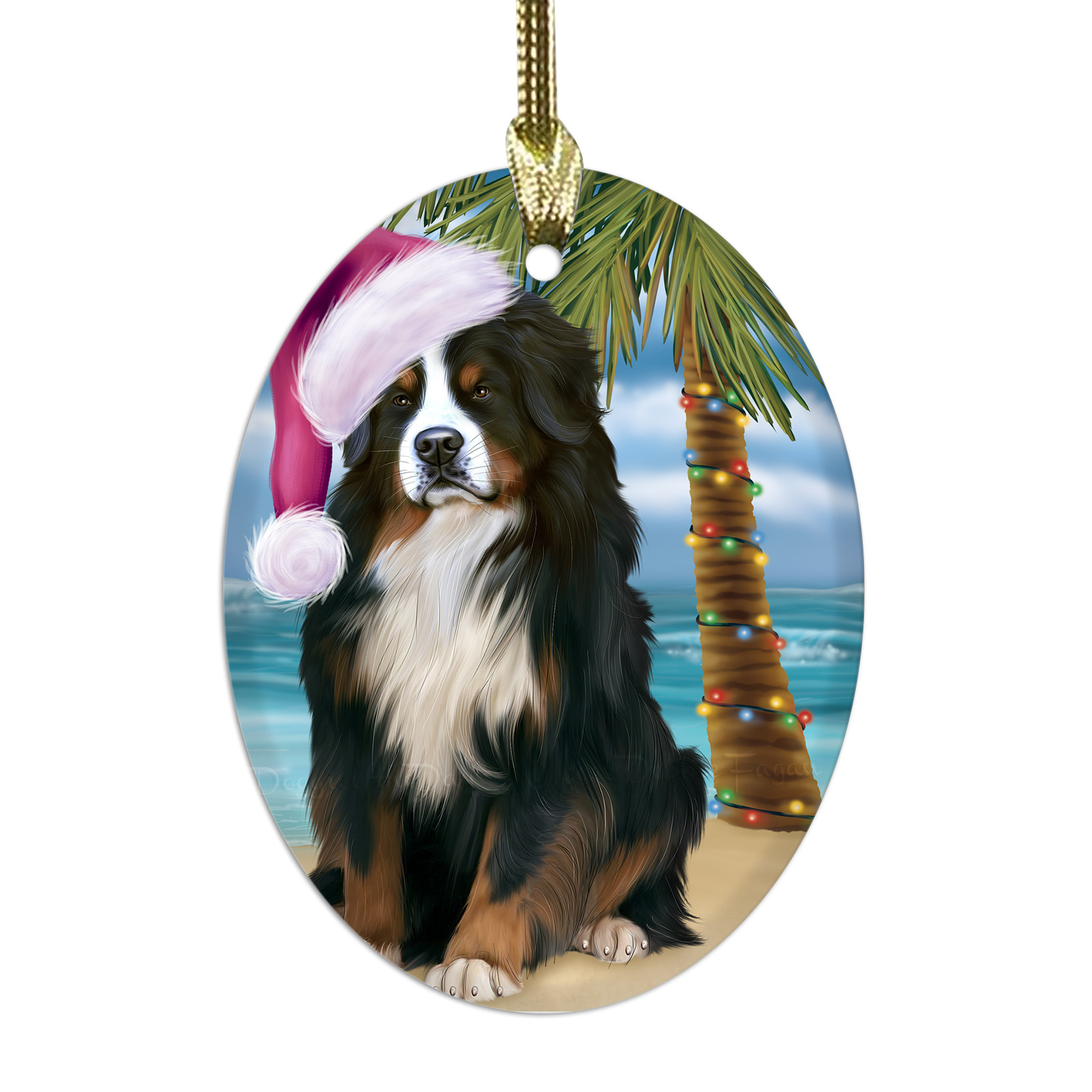 Bernese Mountain Dog Oval Glass Christmas Hanging Ornaments X-mas Tree Decor - Picture 62 of 65