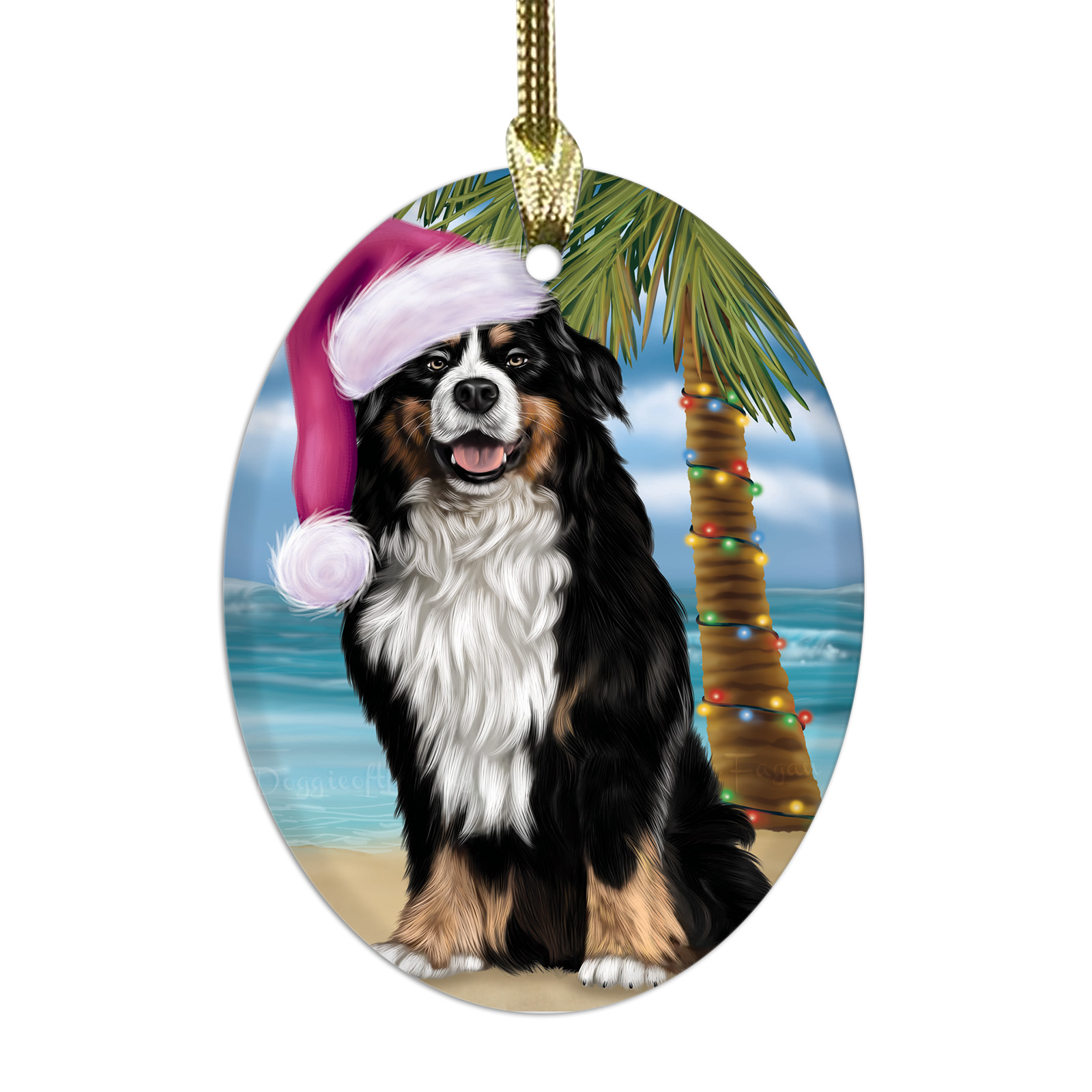 Bernese Mountain Dog Oval Glass Christmas Hanging Ornaments X-mas Tree Decor - Picture 42 of 65