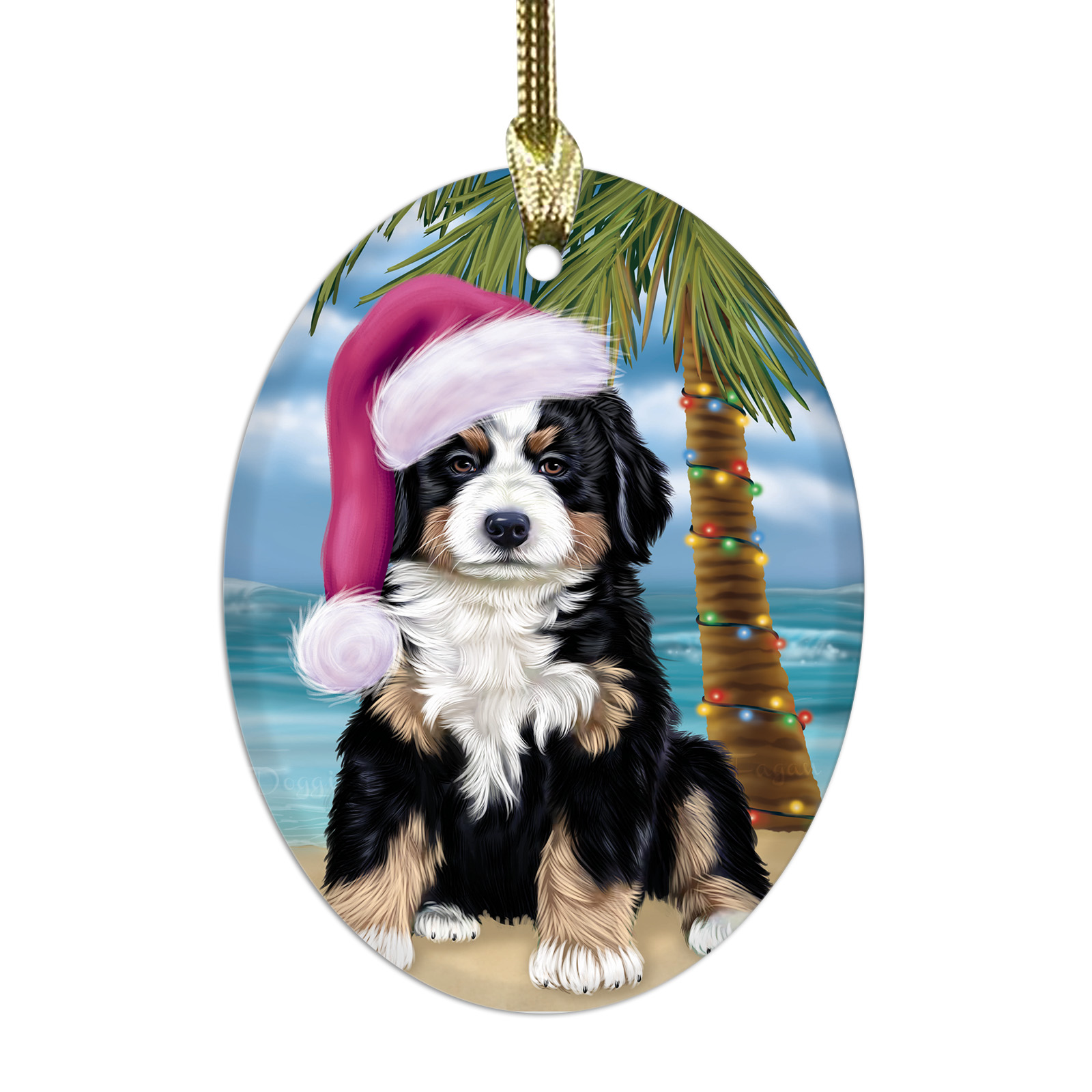 Bernese Mountain Dog Oval Glass Christmas Hanging Ornaments X-mas Tree Decor - Picture 61 of 65