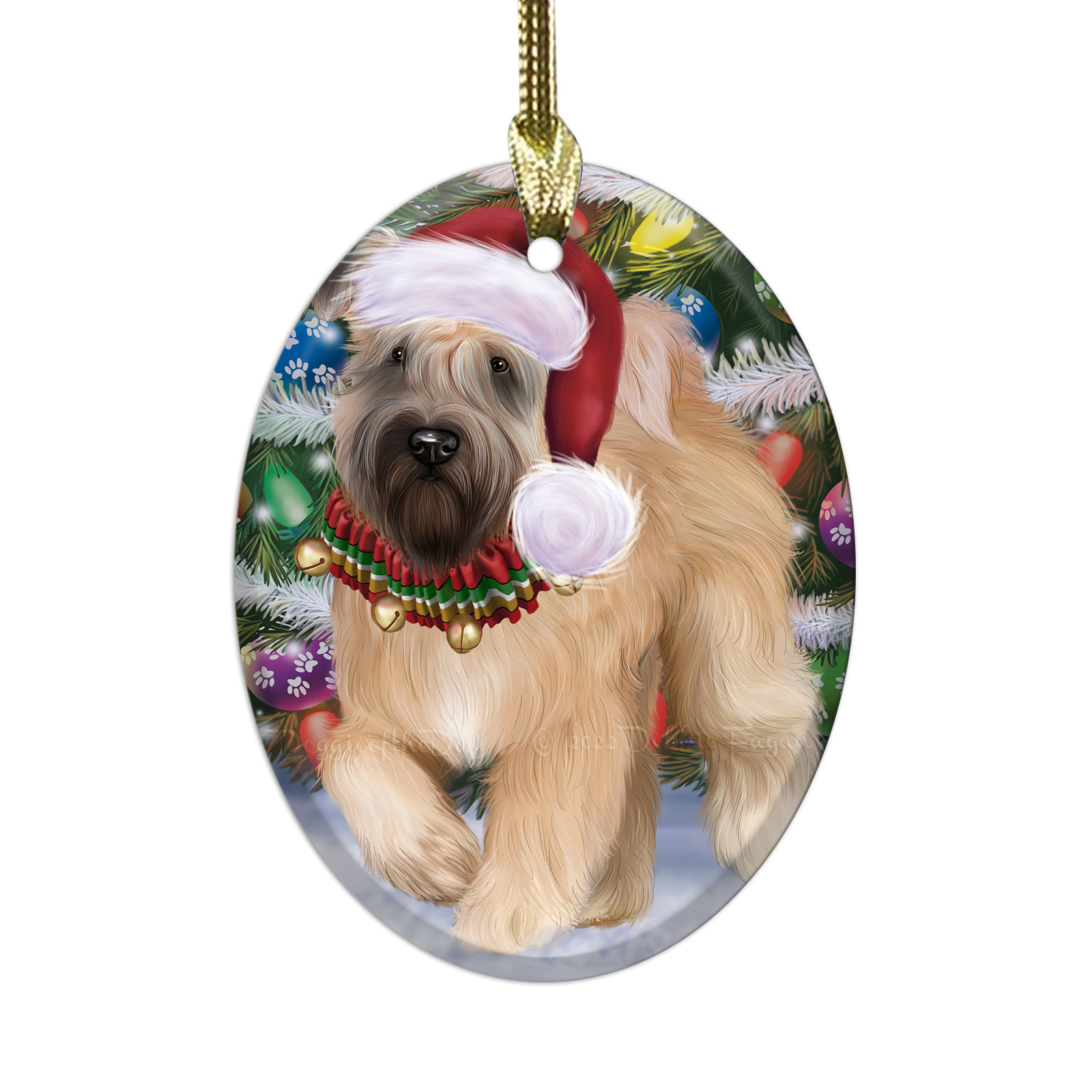 Wheaten Terrier Dog Oval Glass Christmas Hanging Ornaments X-mas Tree Decoration - Picture 38 of 77