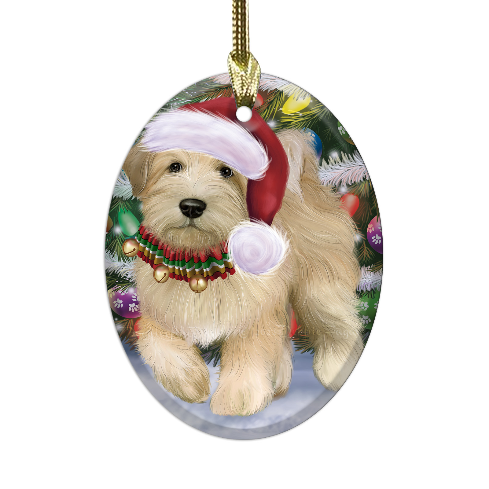 Wheaten Terrier Dog Oval Glass Christmas Hanging Ornaments X-mas Tree Decoration - Picture 59 of 77