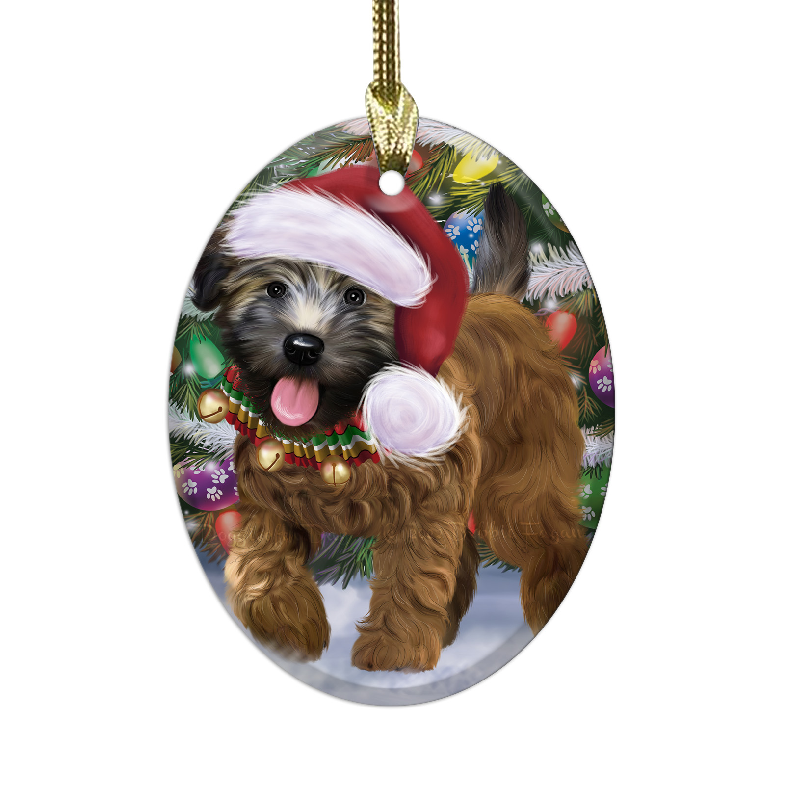 Wheaten Terrier Dog Oval Glass Christmas Hanging Ornaments X-mas Tree Decoration - Picture 51 of 77