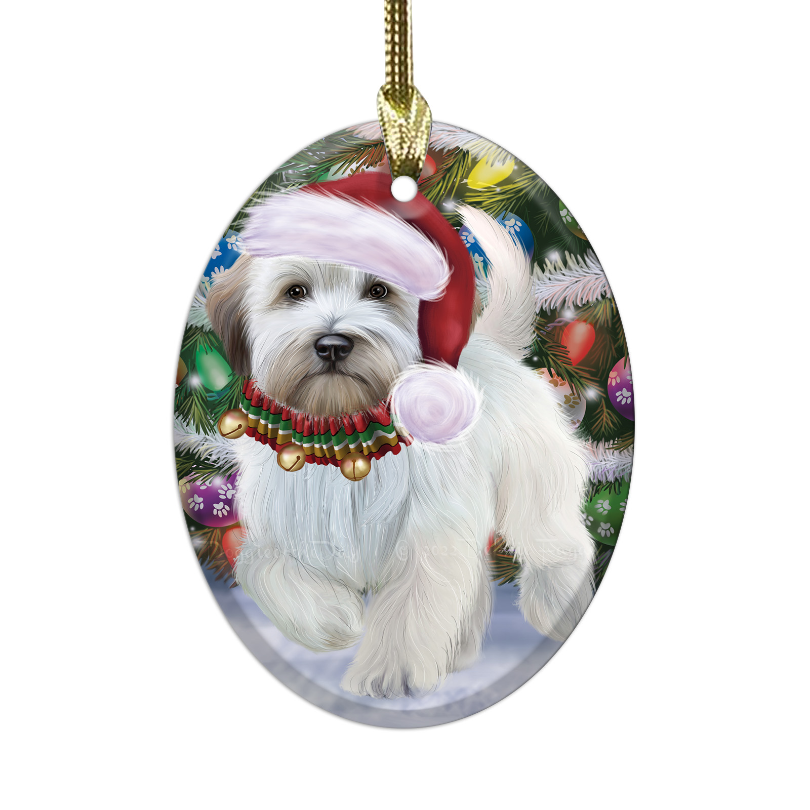 Wheaten Terrier Dog Oval Glass Christmas Hanging Ornaments X-mas Tree Decoration - Picture 60 of 77