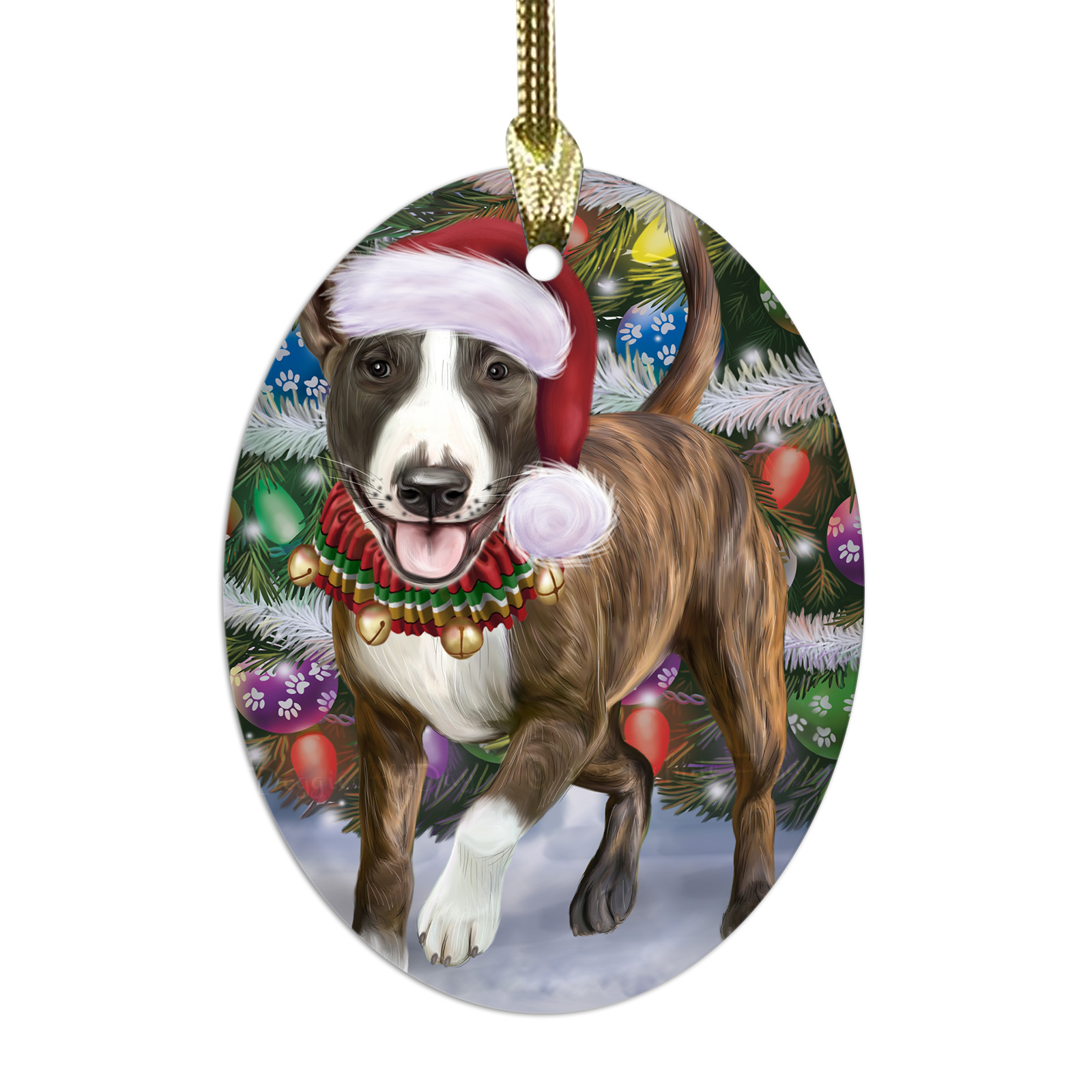Bull Terrier cane ovale vetro decorazioni natalizie da appendere albero di natale - Foto 36 di 60