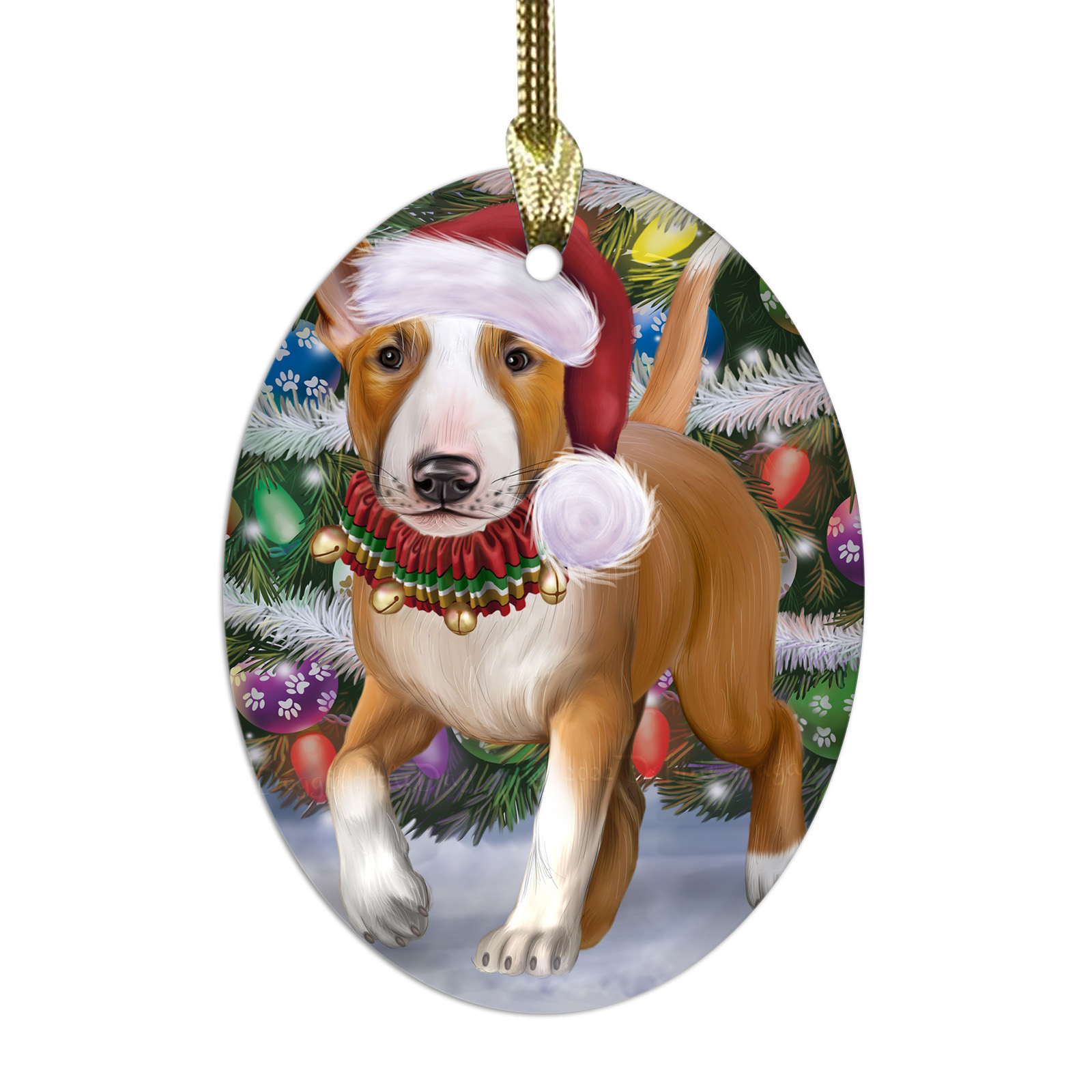 Bull Terrier cane ovale vetro decorazioni natalizie da appendere albero di natale - Foto 55 di 60