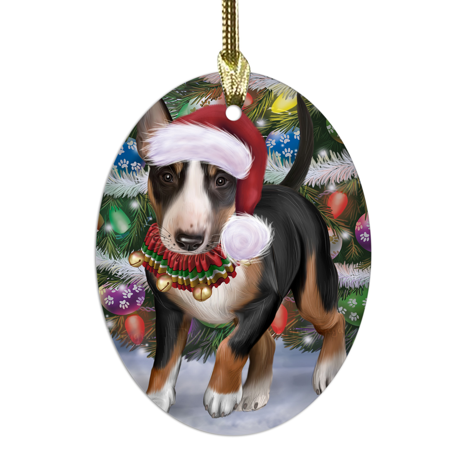 Bull Terrier cane ovale vetro decorazioni natalizie da appendere albero di natale - Foto 56 di 60