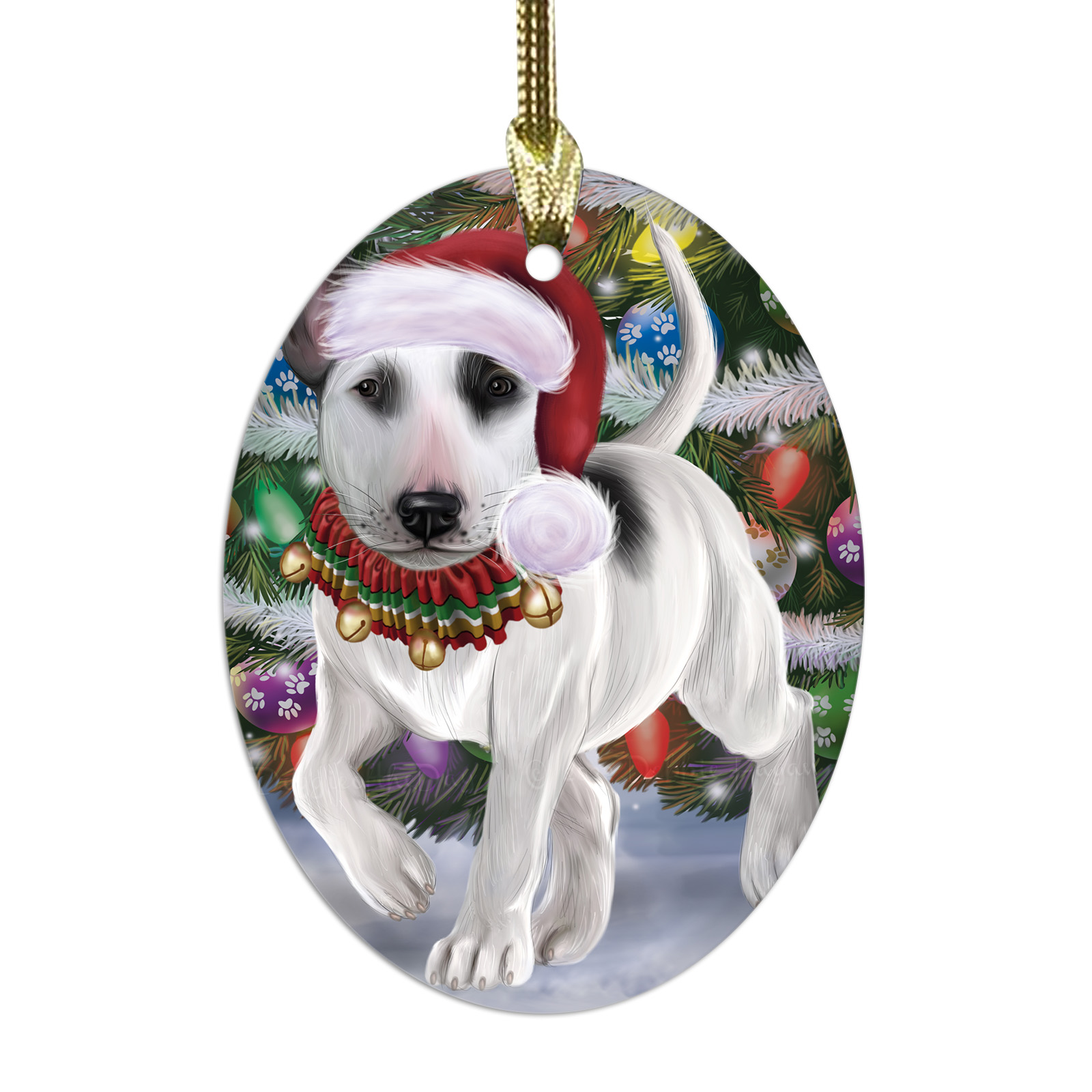 Bull Terrier cane ovale vetro decorazioni natalizie da appendere albero di natale - Foto 47 di 60