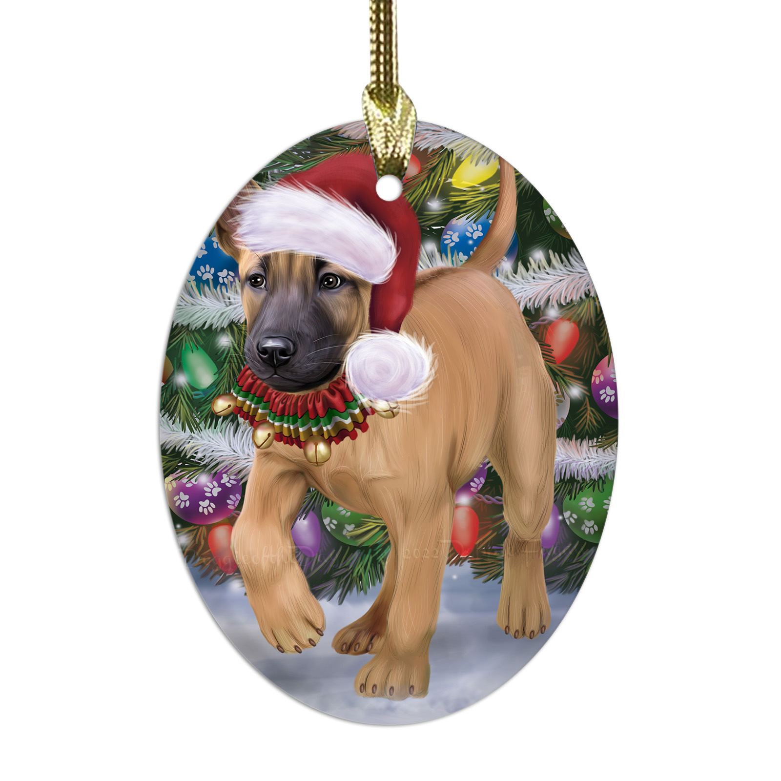 Thai Ridgeback cane ovale vetro decorazioni natalizie da appendere decorazioni albero di natale - Foto 4 di 7