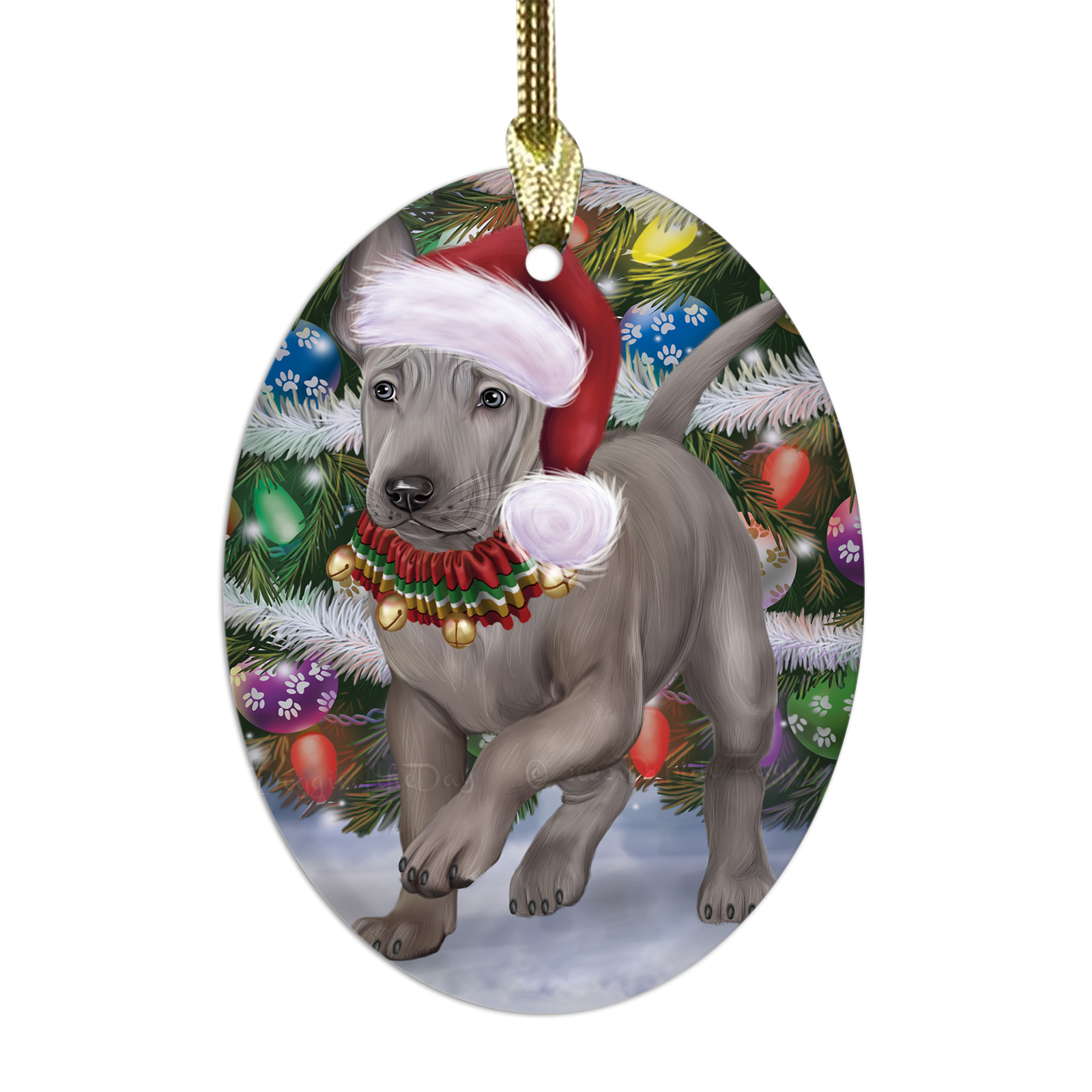 Thai Ridgeback cane ovale vetro decorazioni natalizie da appendere decorazioni albero di natale - Foto 5 di 7