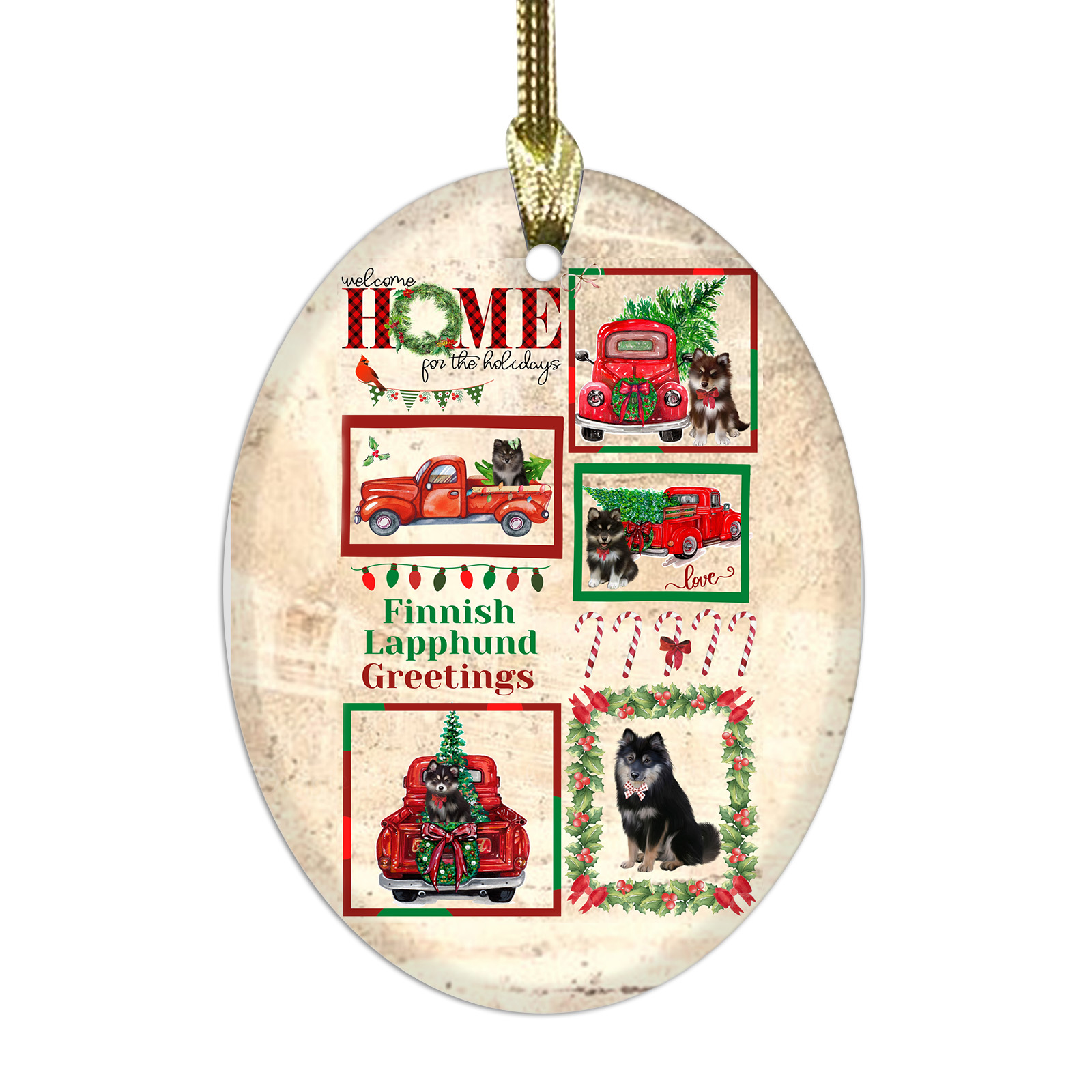 Adornos colgantes de Navidad de vidrio ovalado de perro lapphund finlandés árbol de Navidad decoración - Imagen 21 de 46