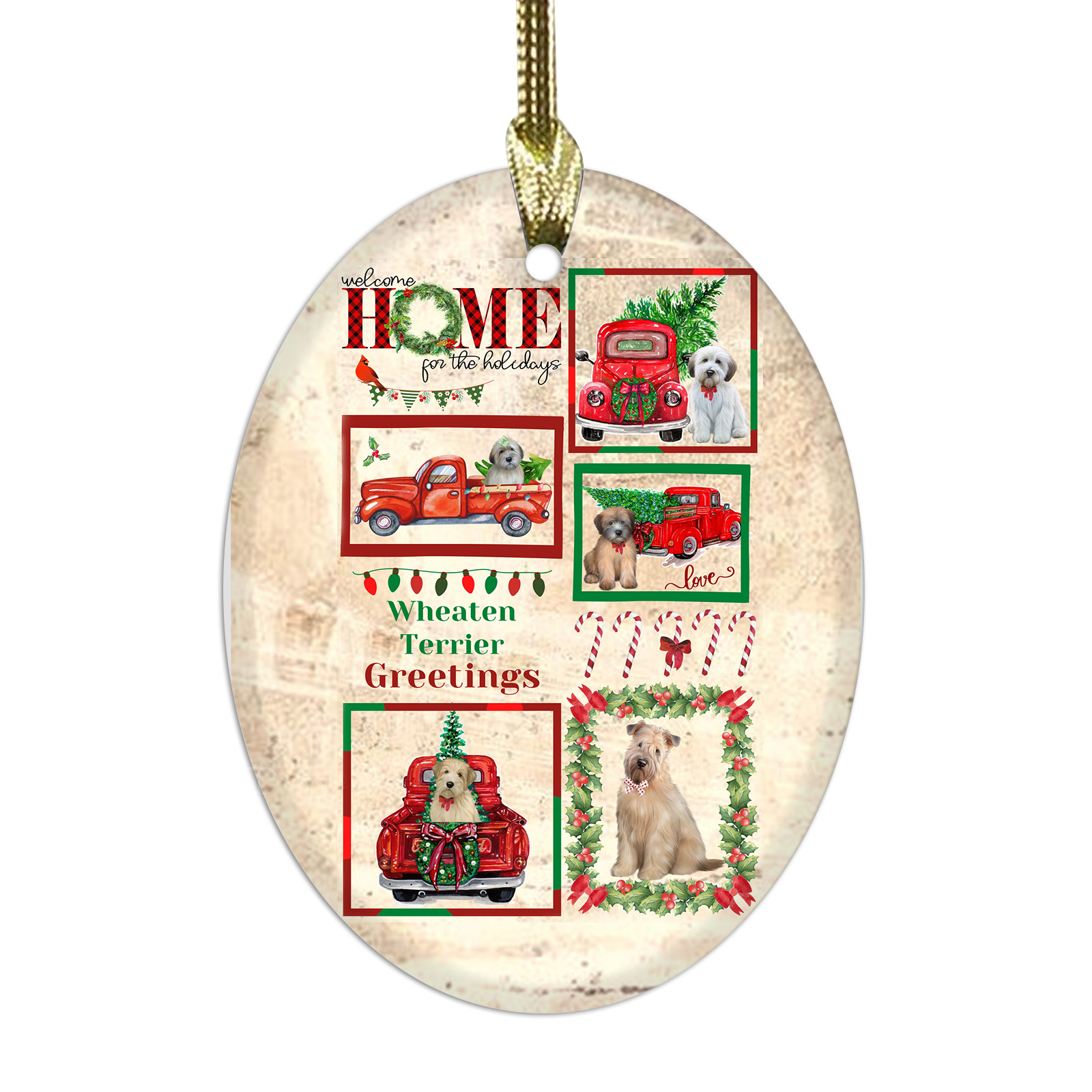 Wheaten Terrier Dog Oval Glass Christmas Hanging Ornaments X-mas Tree Decoration - Picture 22 of 77