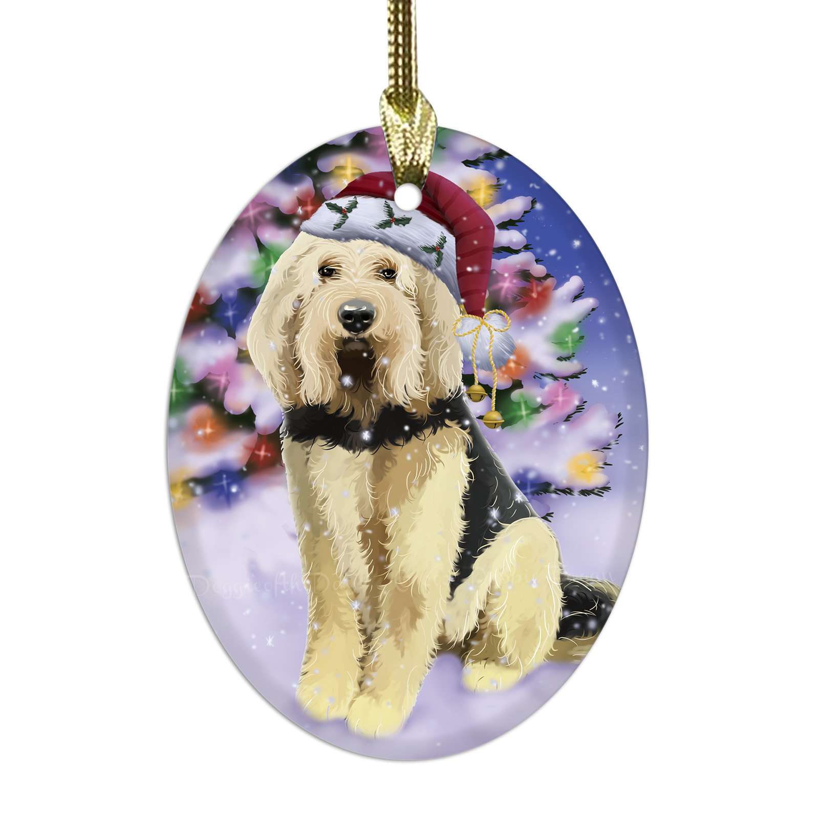 Ornamenti natalizi da appendere in vetro ovale per cani Otterhound per decorazioni albero di natale - Foto 3 di 3
