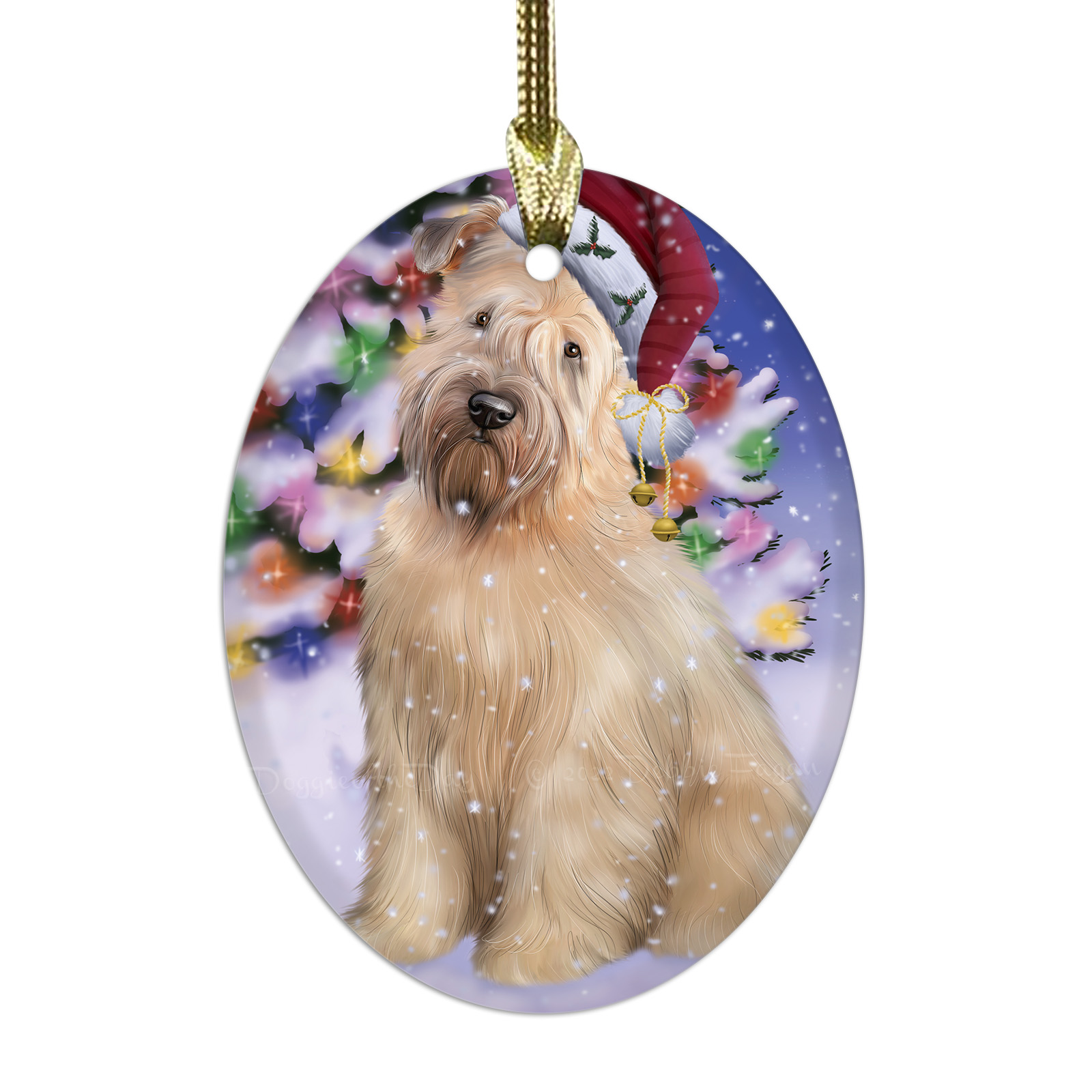 Wheaten Terrier Dog Oval Glass Christmas Hanging Ornaments X-mas Tree Decoration - Picture 61 of 77