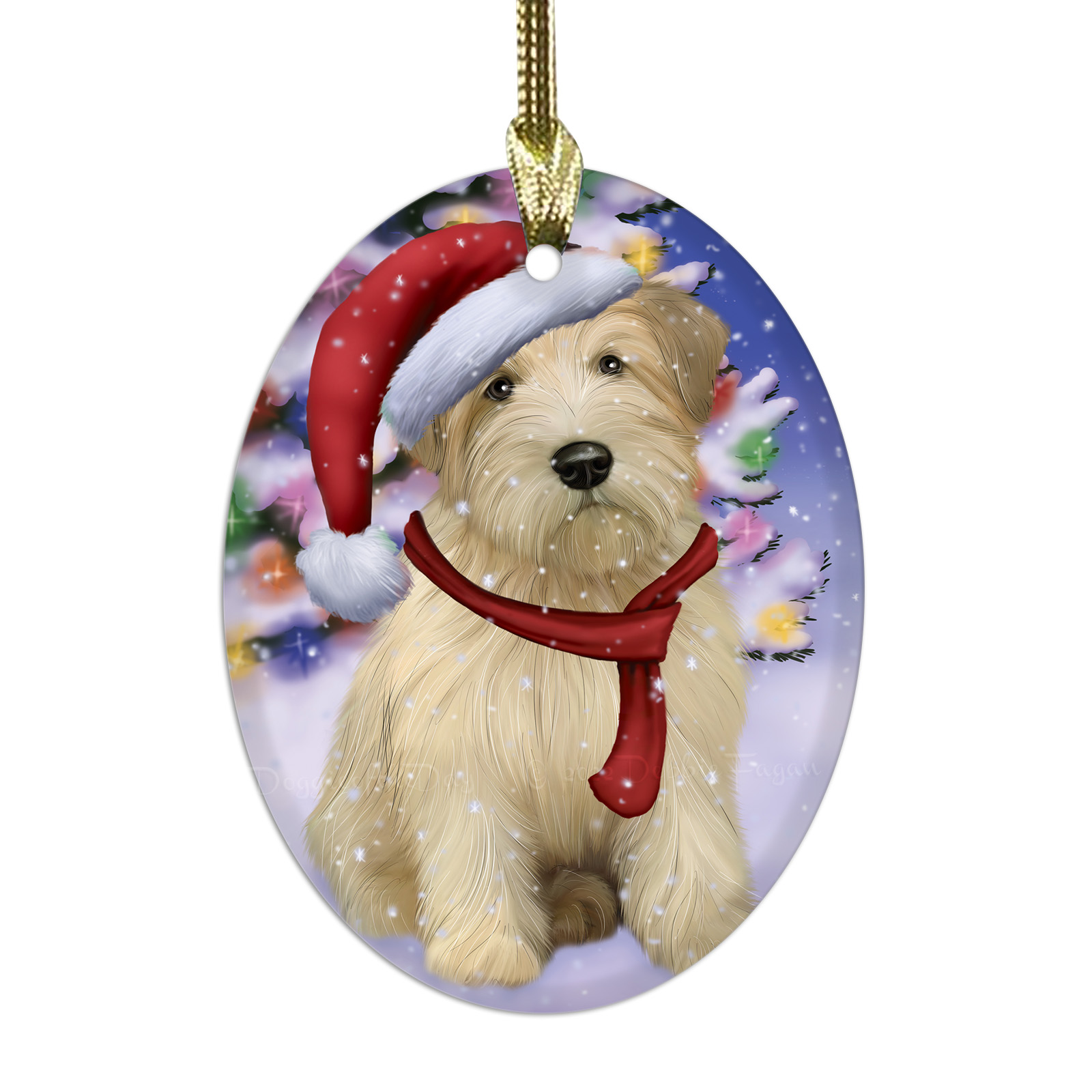 Wheaten Terrier Dog Oval Glass Christmas Hanging Ornaments X-mas Tree Decoration - Picture 39 of 77