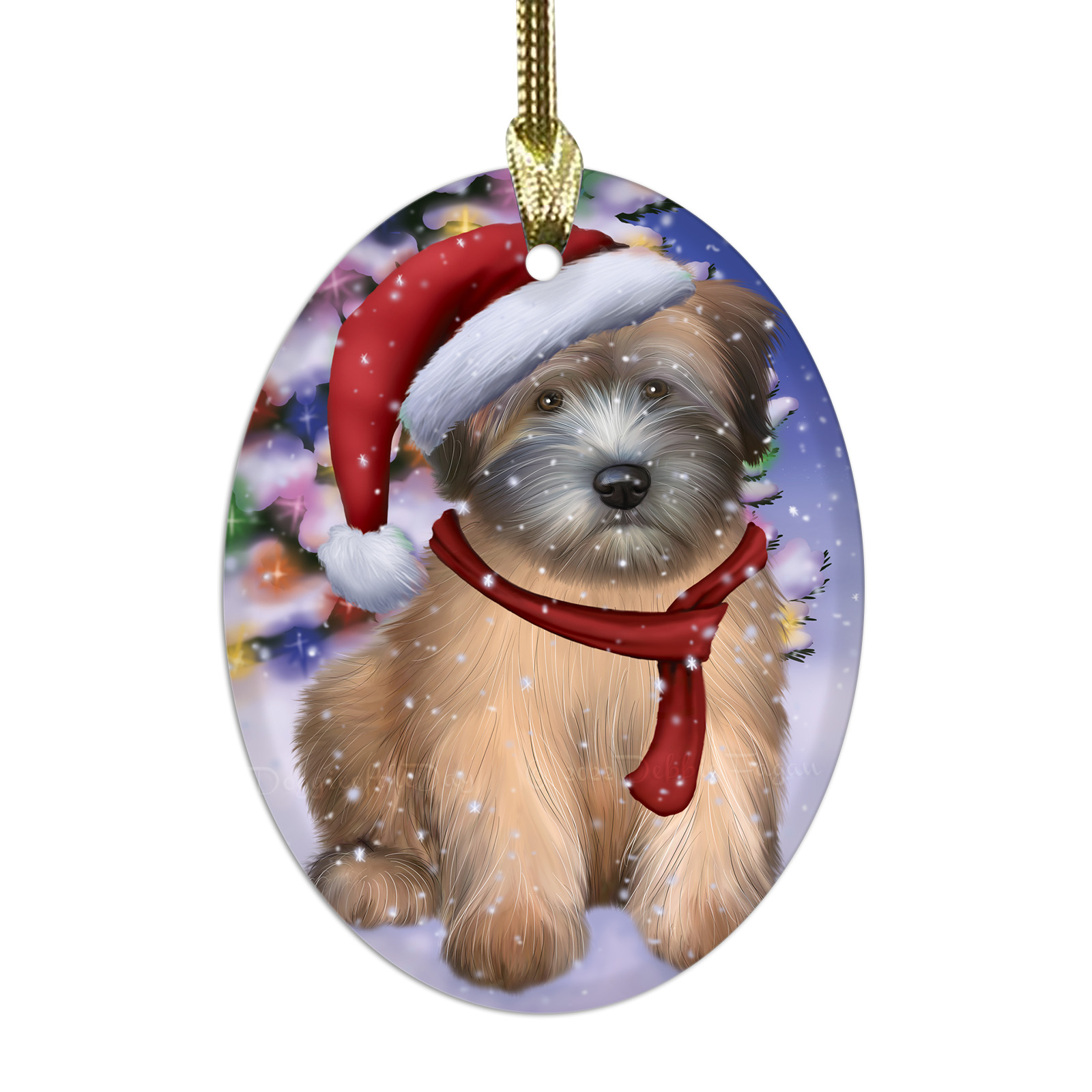 Wheaten Terrier Dog Oval Glass Christmas Hanging Ornaments X-mas Tree Decoration - Picture 50 of 77
