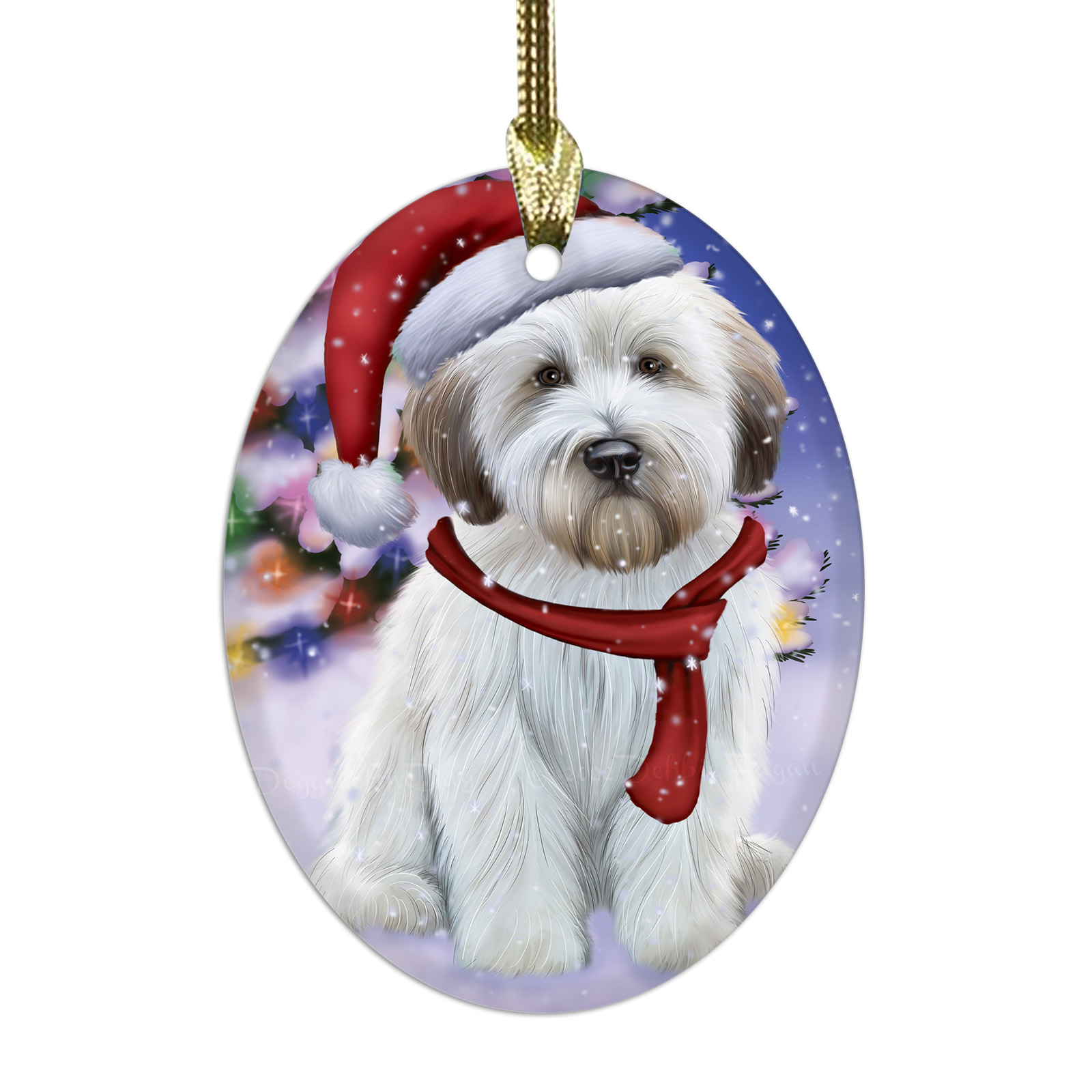 Wheaten Terrier Dog Oval Glass Christmas Hanging Ornaments X-mas Tree Decoration - Picture 62 of 77