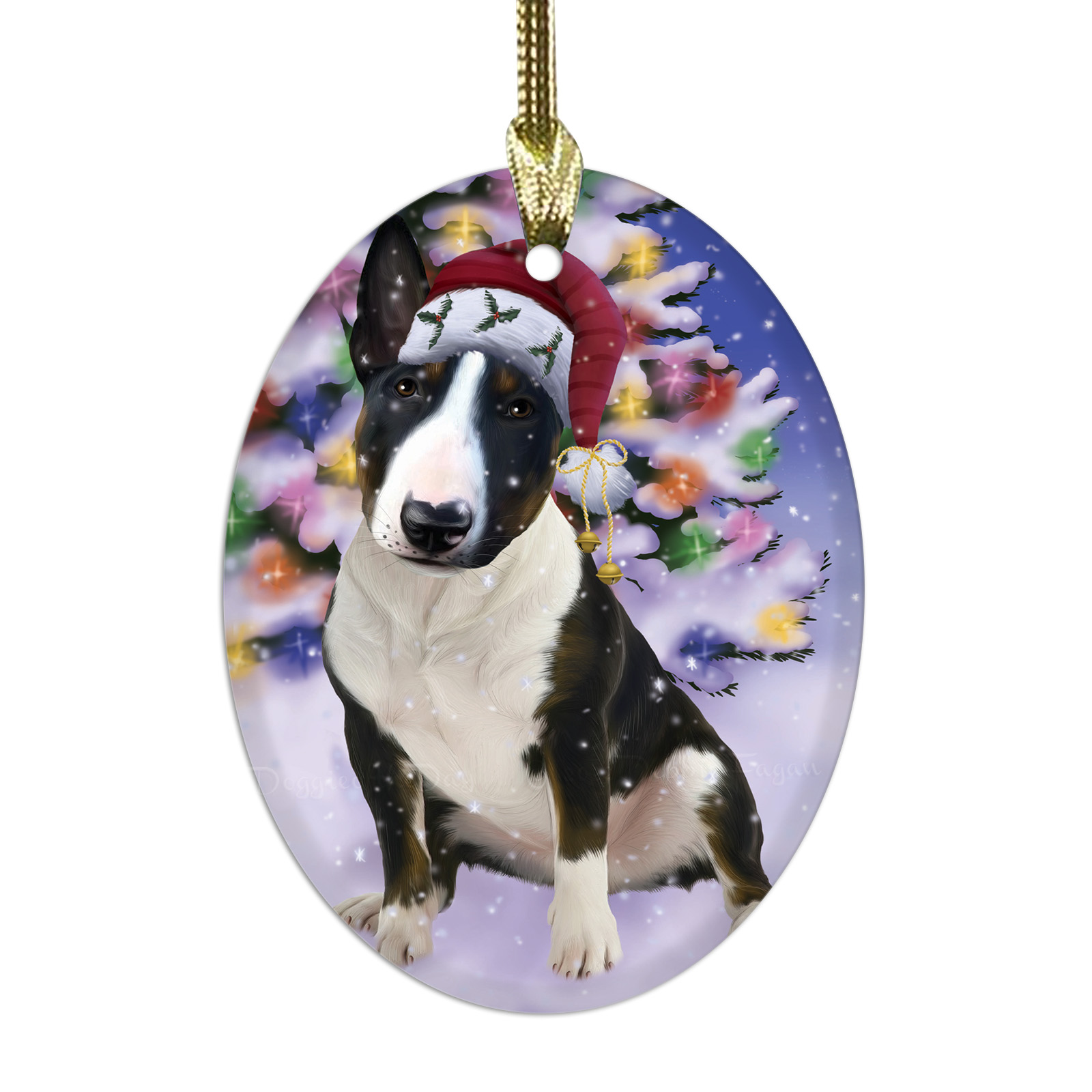 Bull Terrier cane ovale vetro decorazioni natalizie da appendere albero di natale - Foto 37 di 60