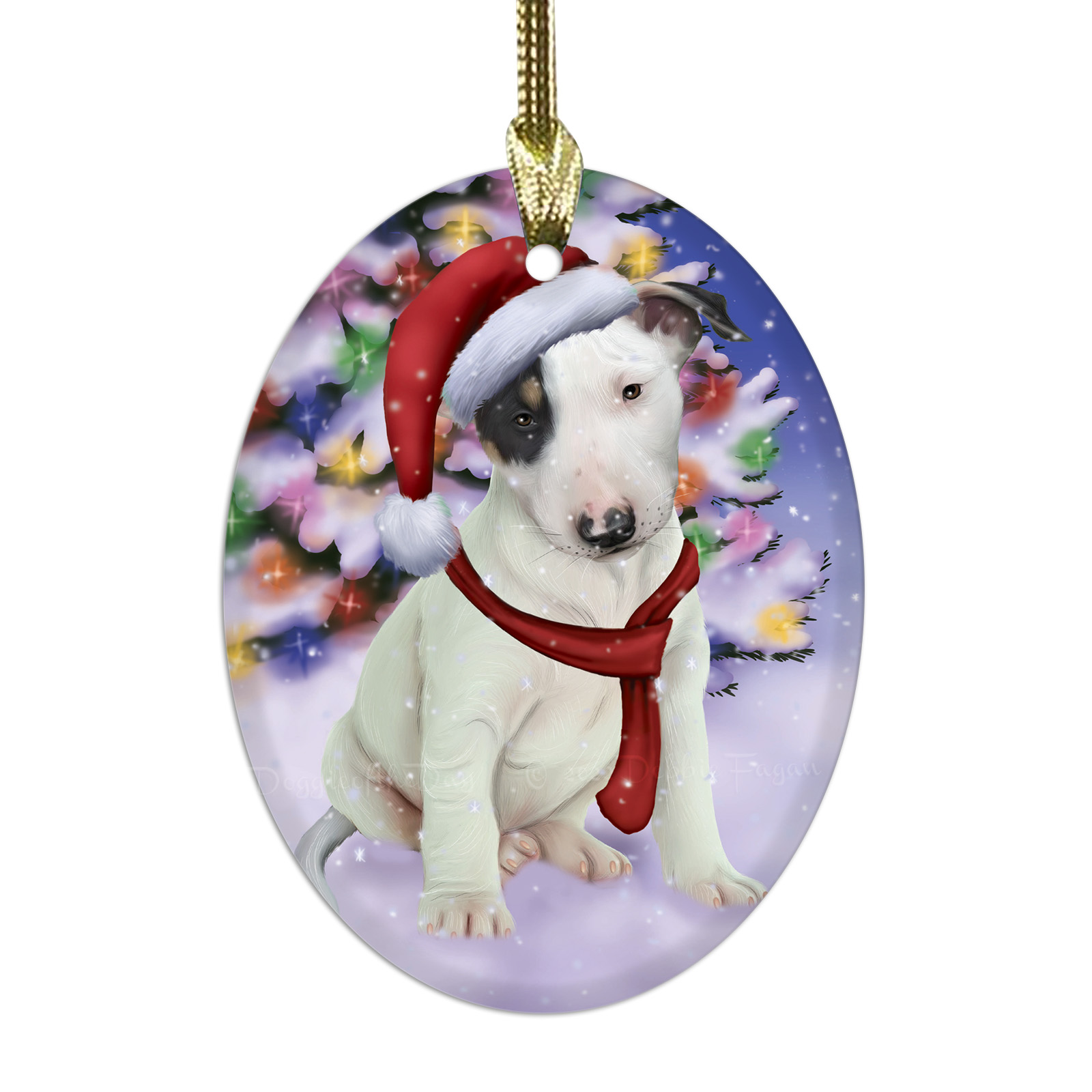 Bull Terrier cane ovale vetro decorazioni natalizie da appendere albero di natale - Foto 46 di 60