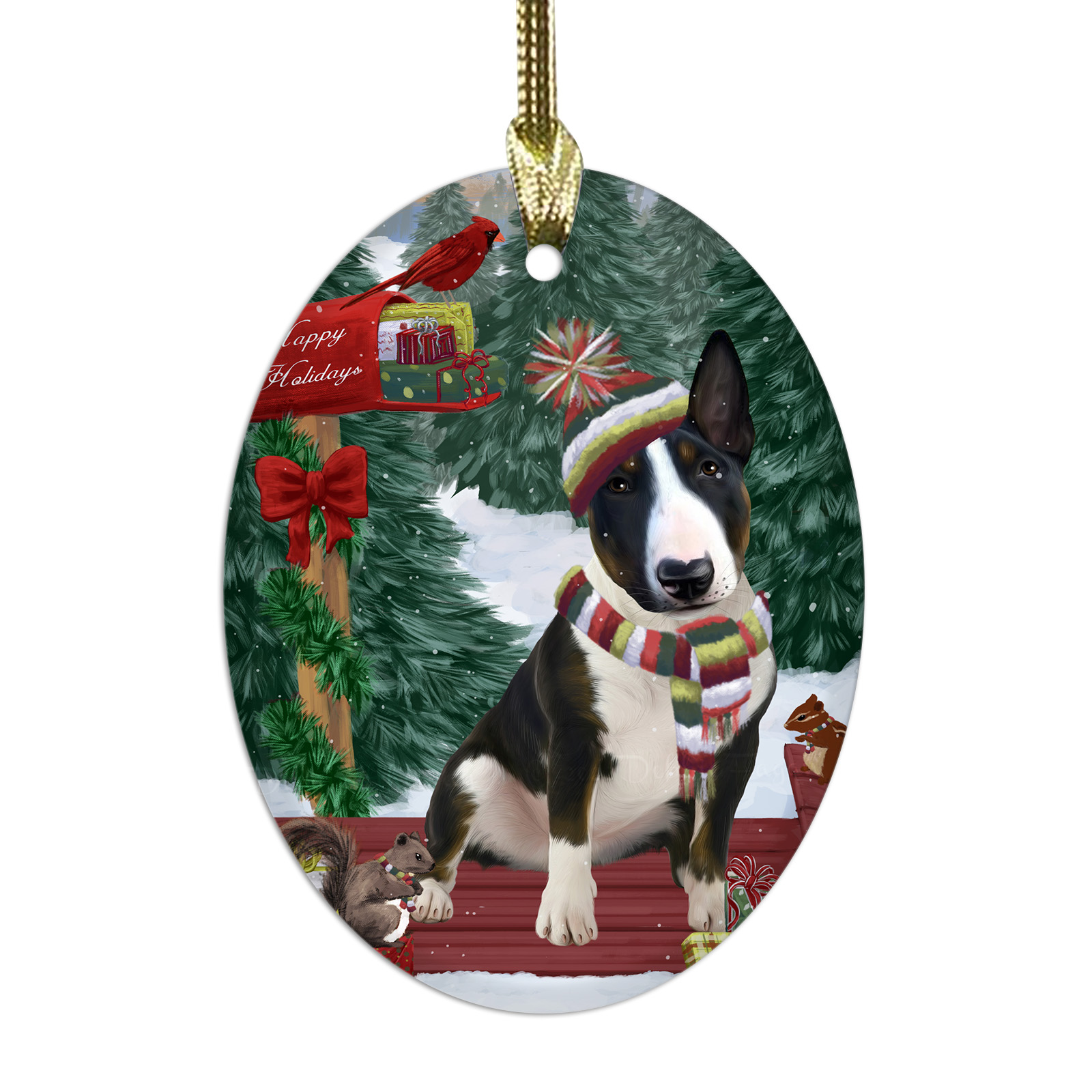Bull Terrier cane ovale vetro decorazioni natalizie da appendere albero di natale - Foto 39 di 60