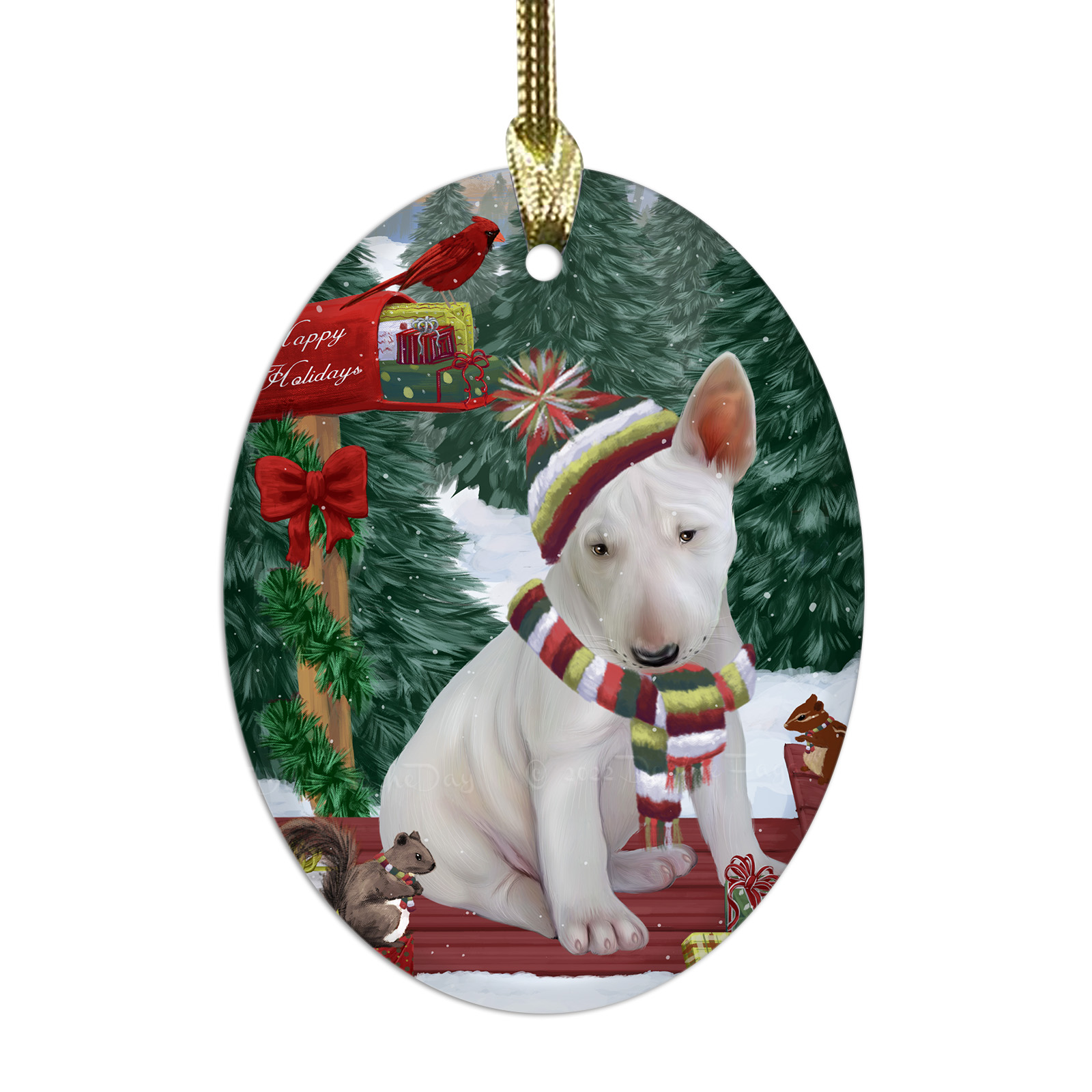 Bull Terrier cane ovale vetro decorazioni natalizie da appendere albero di natale - Foto 44 di 60