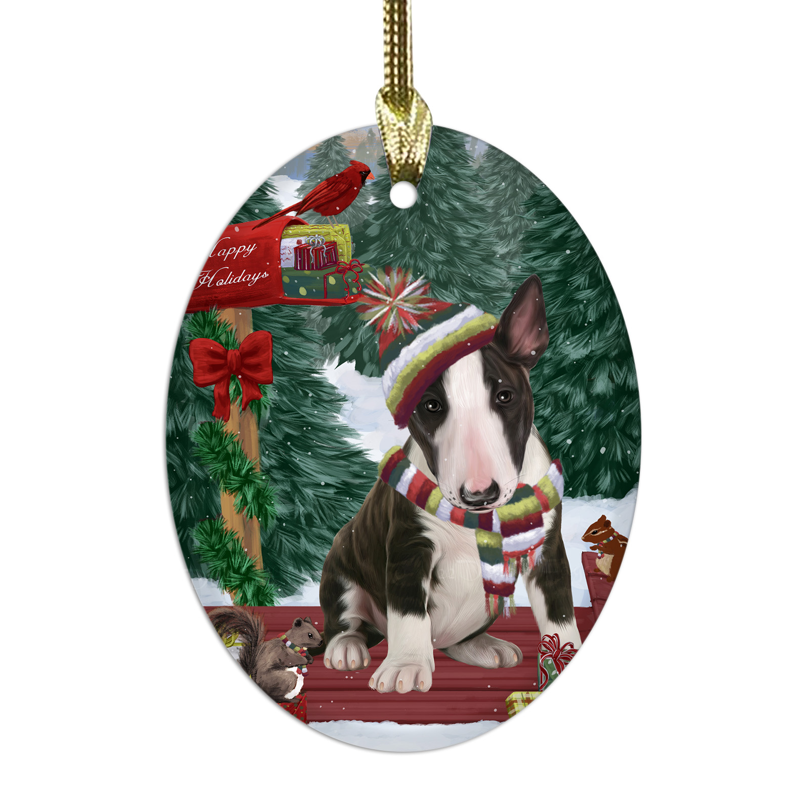 Bull Terrier cane ovale vetro decorazioni natalizie da appendere albero di natale - Foto 51 di 60