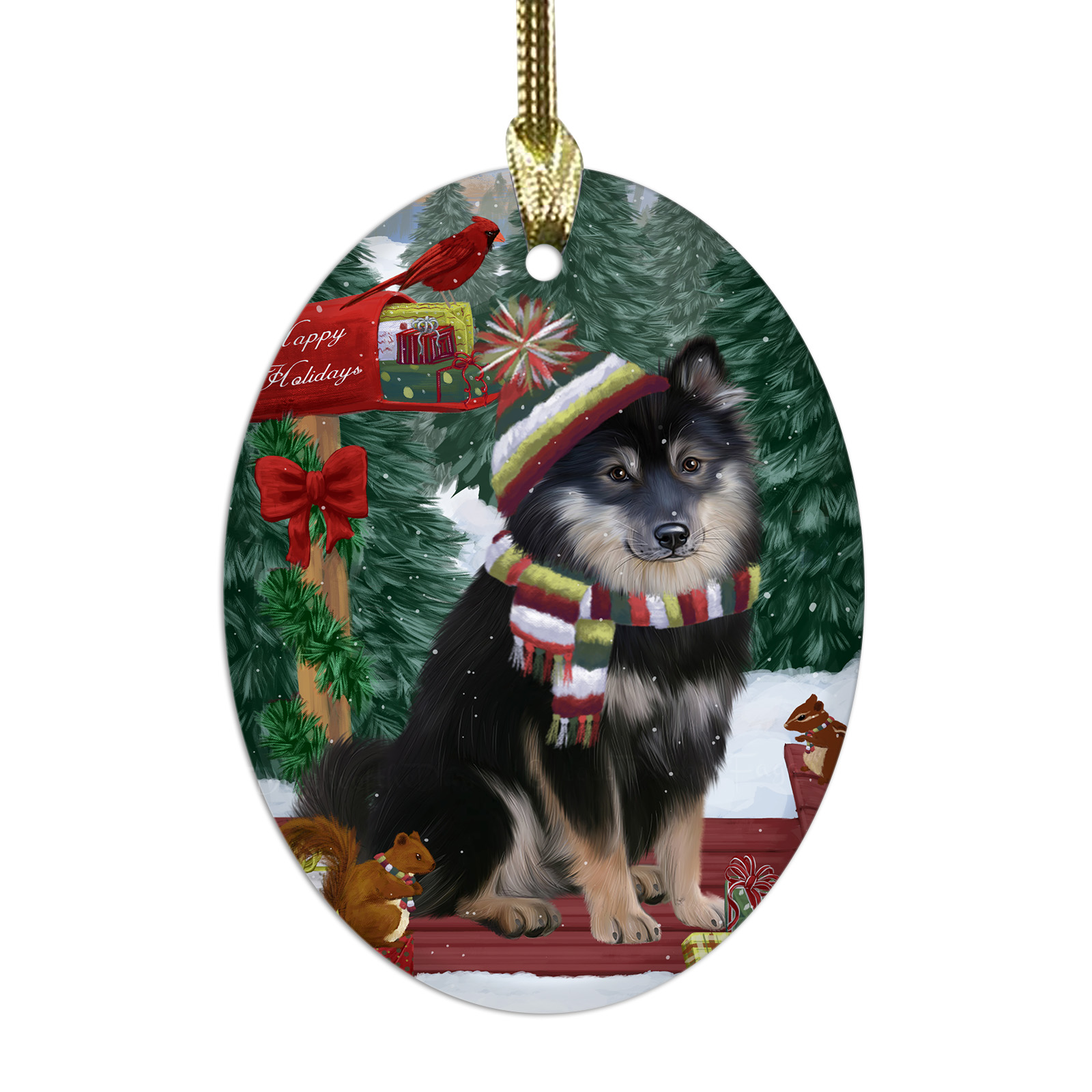 Adornos colgantes de Navidad de vidrio ovalado de perro lapphund finlandés árbol de Navidad decoración - Imagen 30 de 46