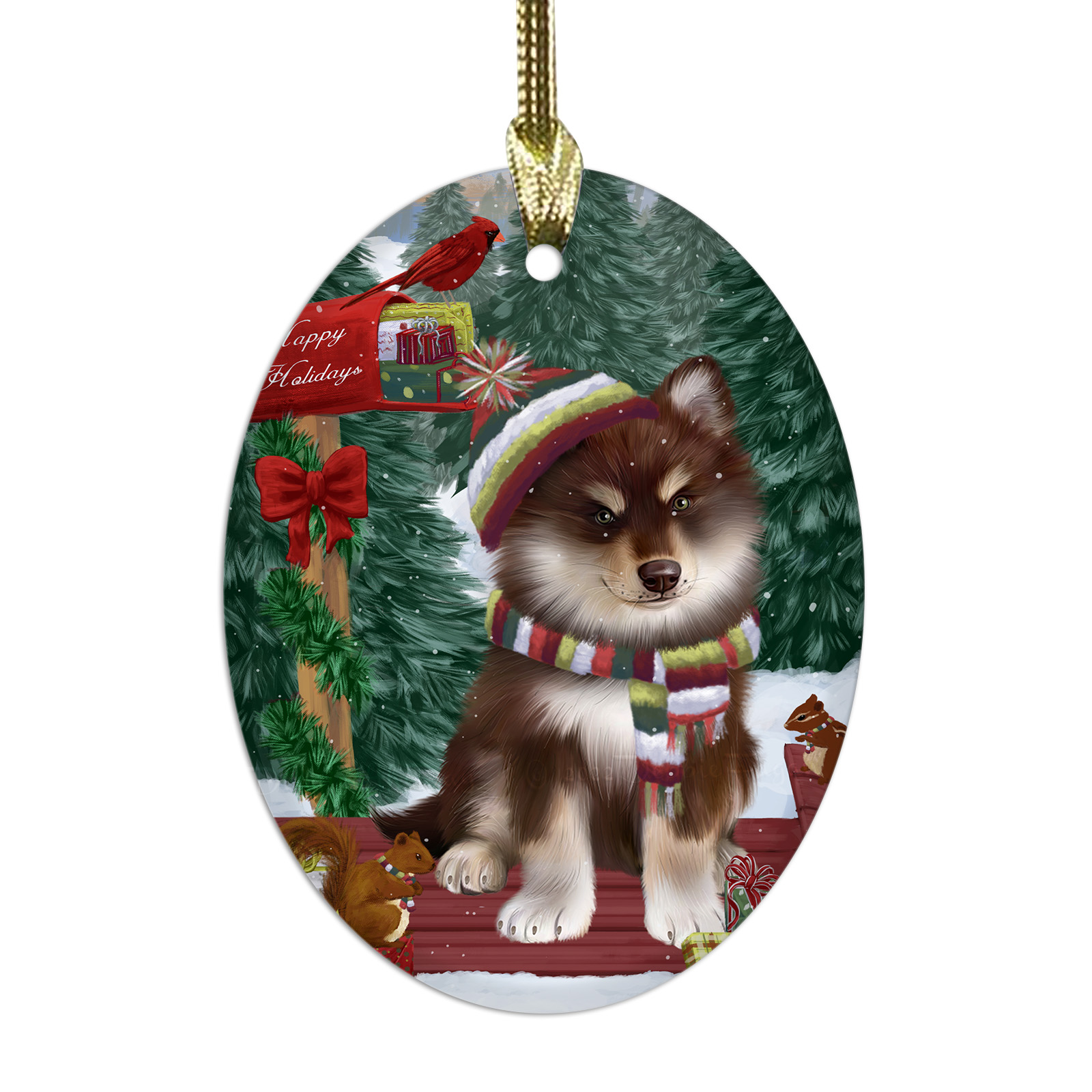 Adornos colgantes de Navidad de vidrio ovalado de perro lapphund finlandés árbol de Navidad decoración - Imagen 43 de 46
