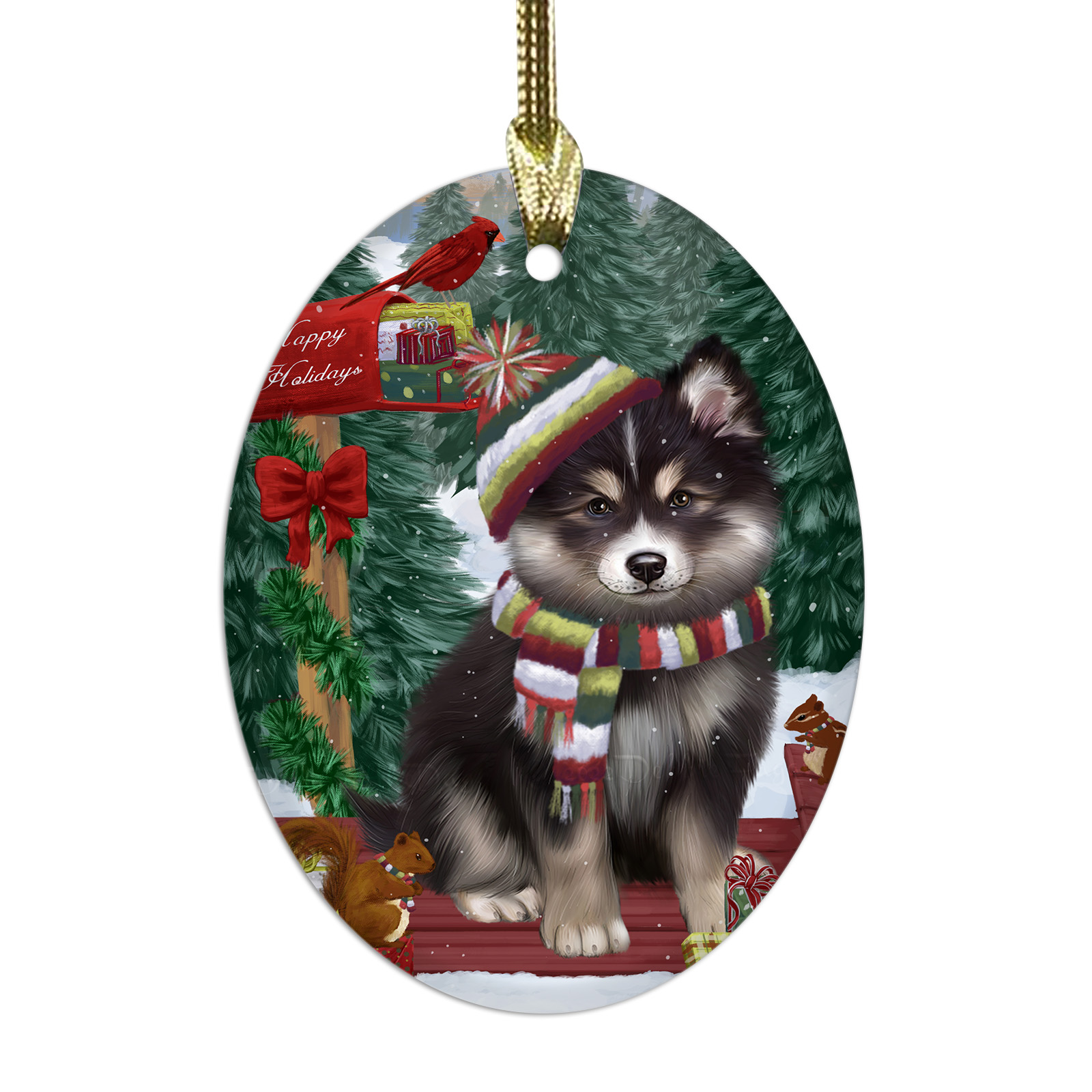 Adornos colgantes de Navidad de vidrio ovalado de perro lapphund finlandés árbol de Navidad decoración - Imagen 35 de 46