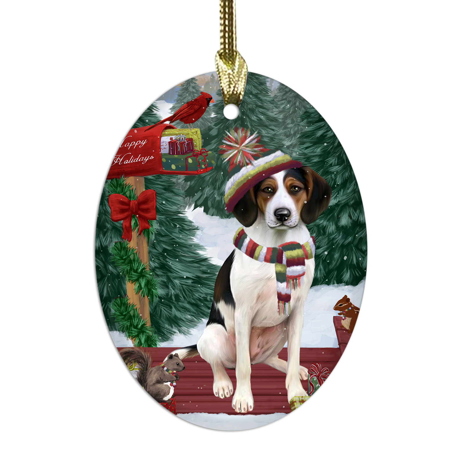 Treeing Walker Coonhound Dog Oval Glass Christmas Hanging Ornaments Decorations - Picture 23 of 37