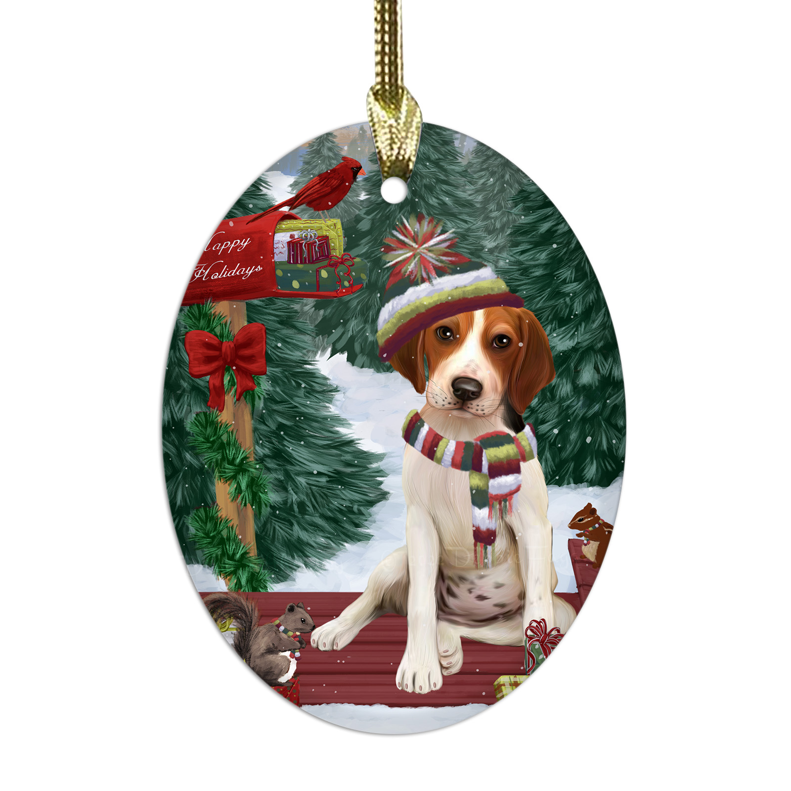 Treeing Walker Coonhound Dog Oval Glass Christmas Hanging Ornaments Decorations - Picture 36 of 37