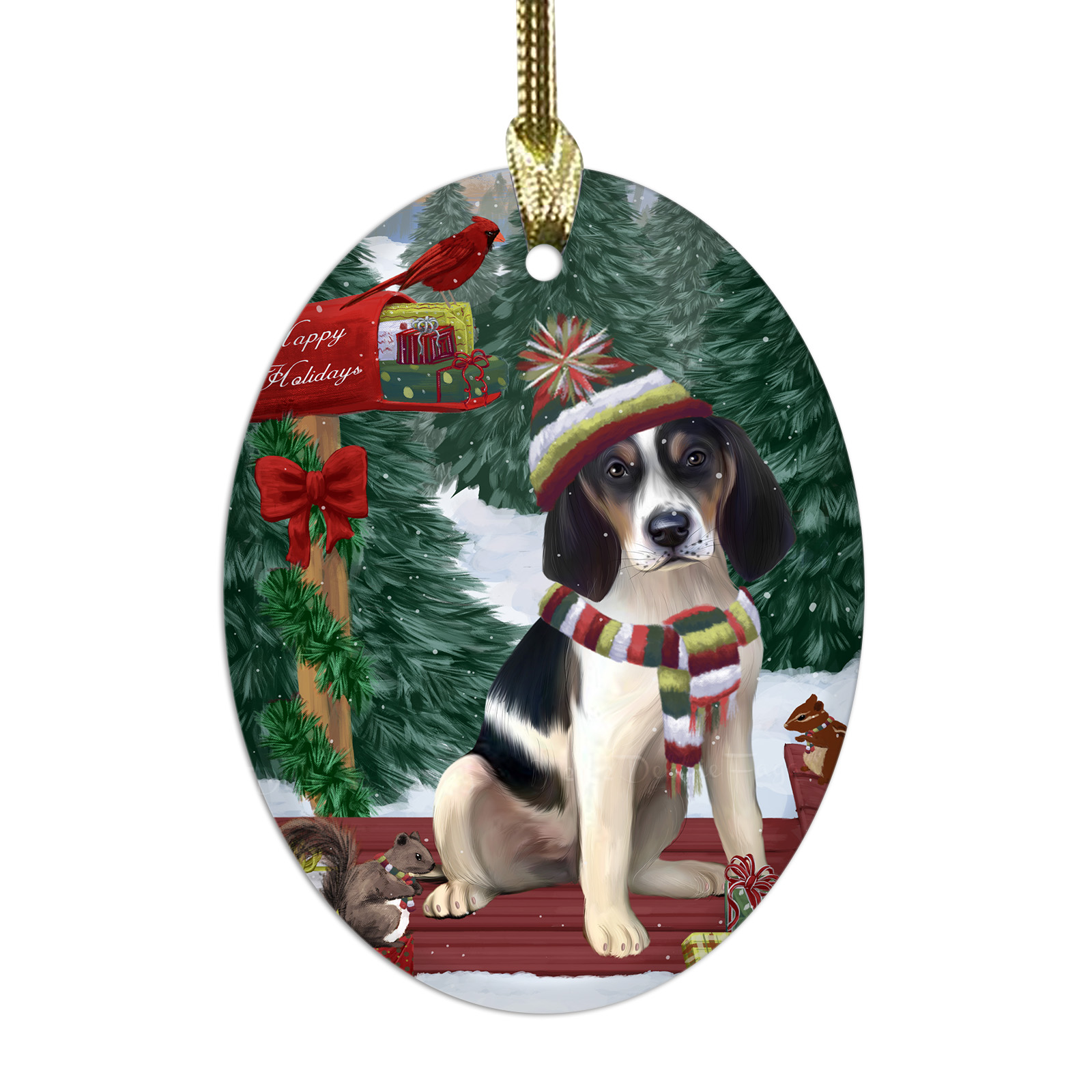 Treeing Walker Coonhound Dog Oval Glass Christmas Hanging Ornaments Decorations - Picture 37 of 37