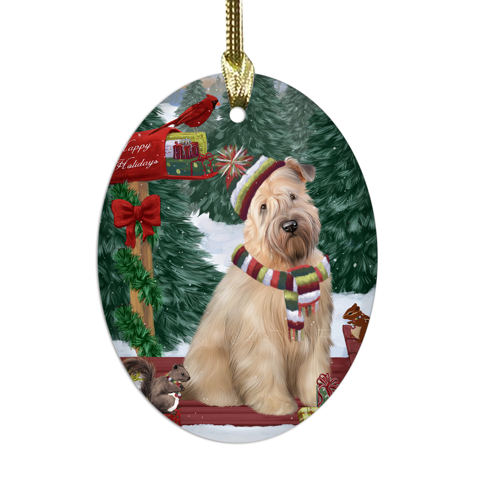 Wheaten Terrier Dog Oval Glass Christmas Hanging Ornaments X-mas Tree Decoration - Picture 41 of 77