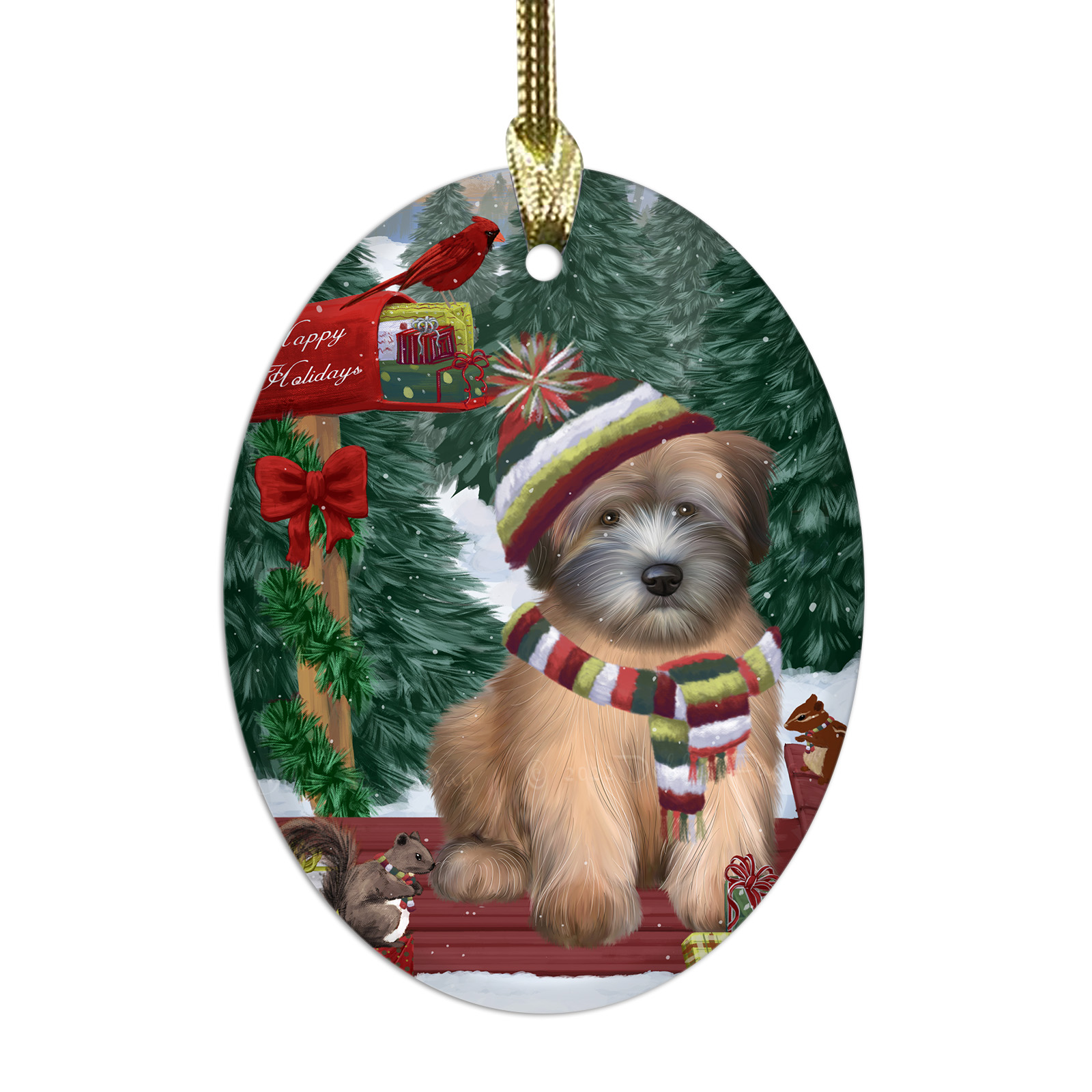 Wheaten Terrier Dog Oval Glass Christmas Hanging Ornaments X-mas Tree Decoration - Picture 48 of 77