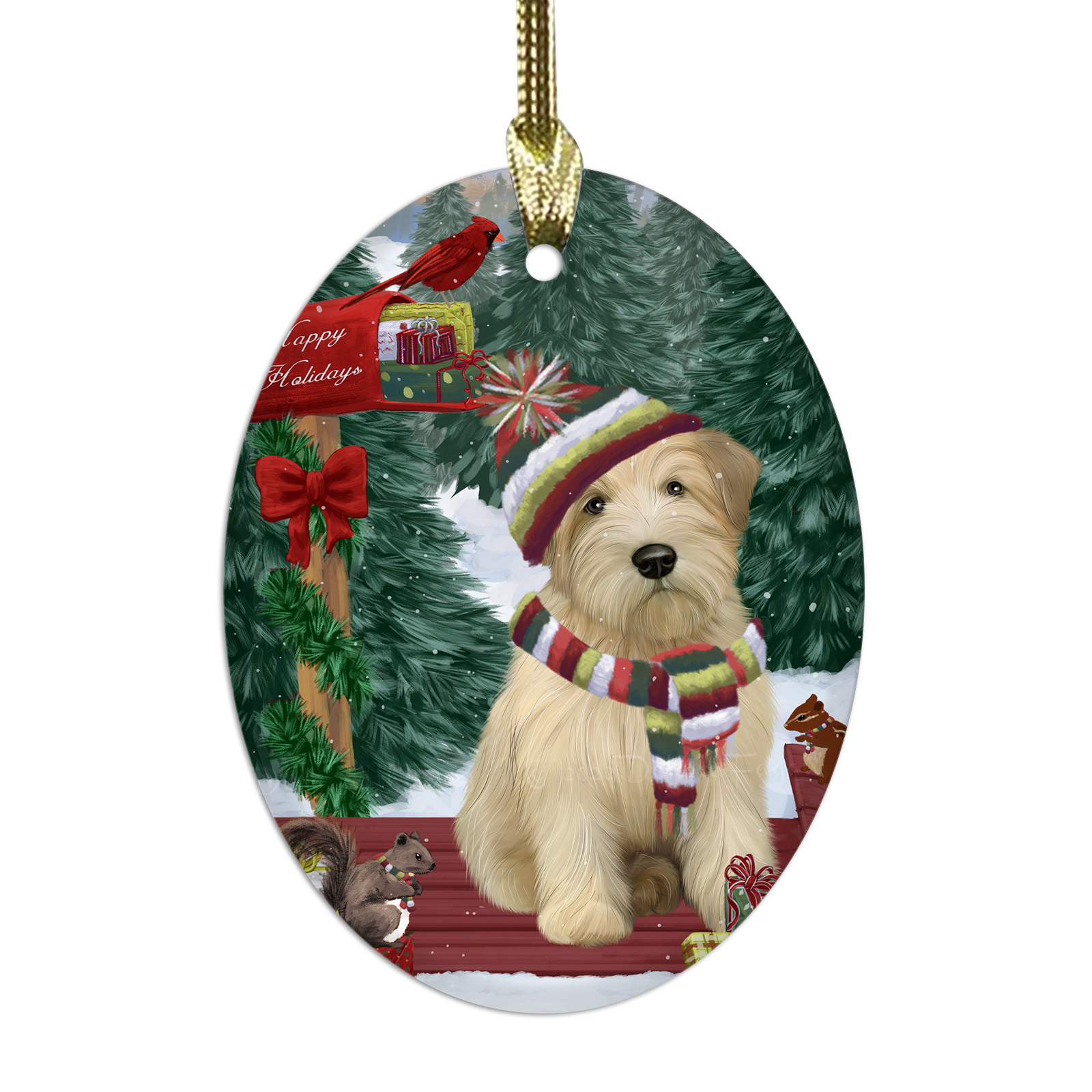 Wheaten Terrier Dog Oval Glass Christmas Hanging Ornaments X-mas Tree Decoration - Picture 58 of 77