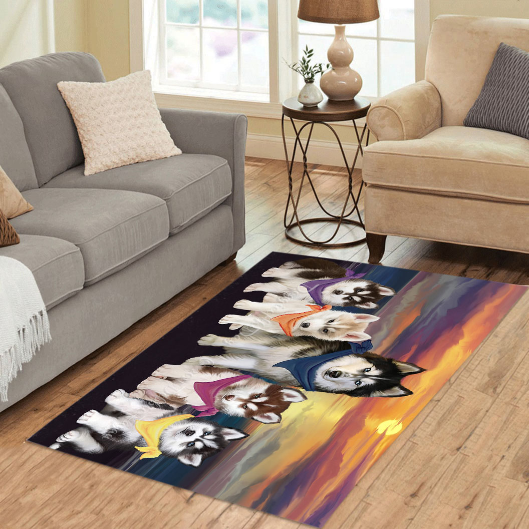 Siberian Husky Dogs Area Rug and Runner Personalized Indoor Design NWT ...