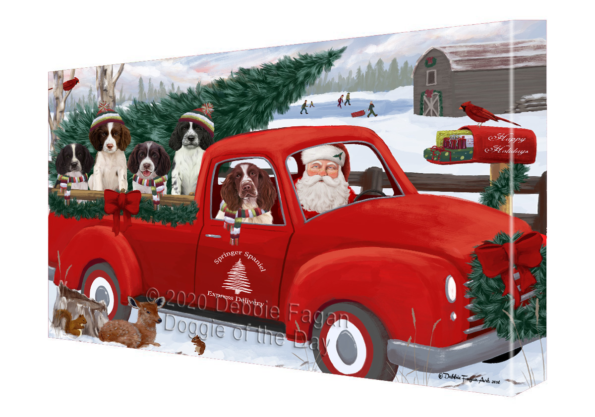 Springer Spaniel Dog Canvas .75″ Personalized Digital Painting Christmas NWT