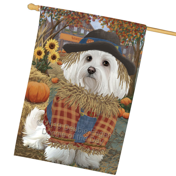 Maltese Dog House Flag Holiday Double Sided 28