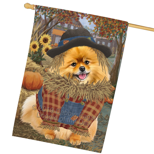 Pomeranian Dog House Flag Holiday Double Sided 28